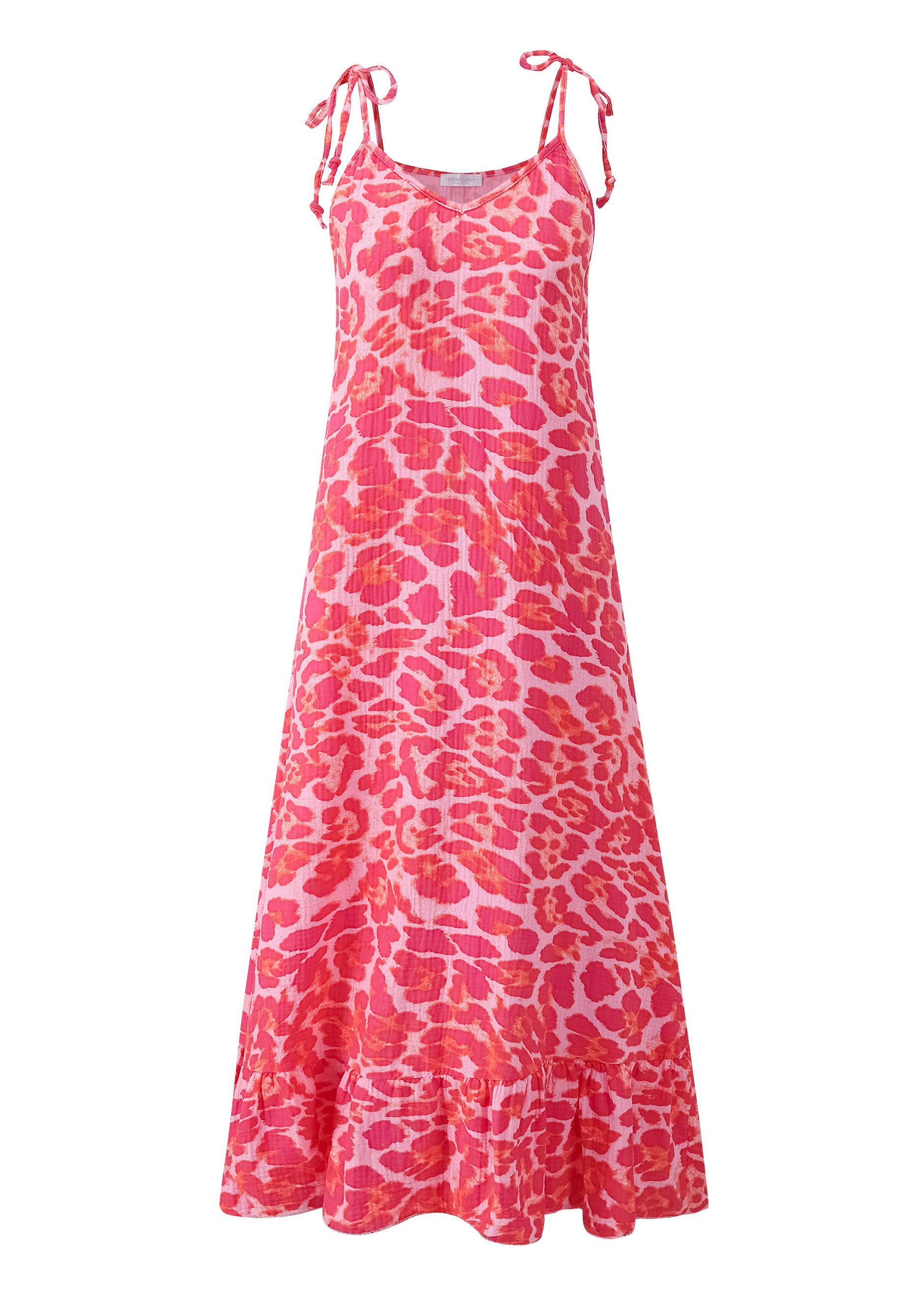 SASSYCLASSY Minikleid Musselin Maxikleid mit Leo-Print für Damen Sommerlich günstig online kaufen