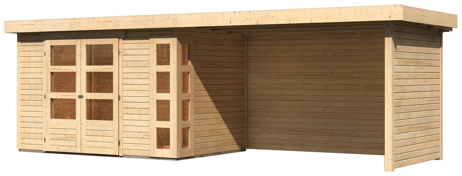 Karibu Gartenhaus Kerko 4, BxT: 609x238 cm, (Set), Einfaches Steck-  Schraubsystem, mit Flachdach | Gartenhäuser
