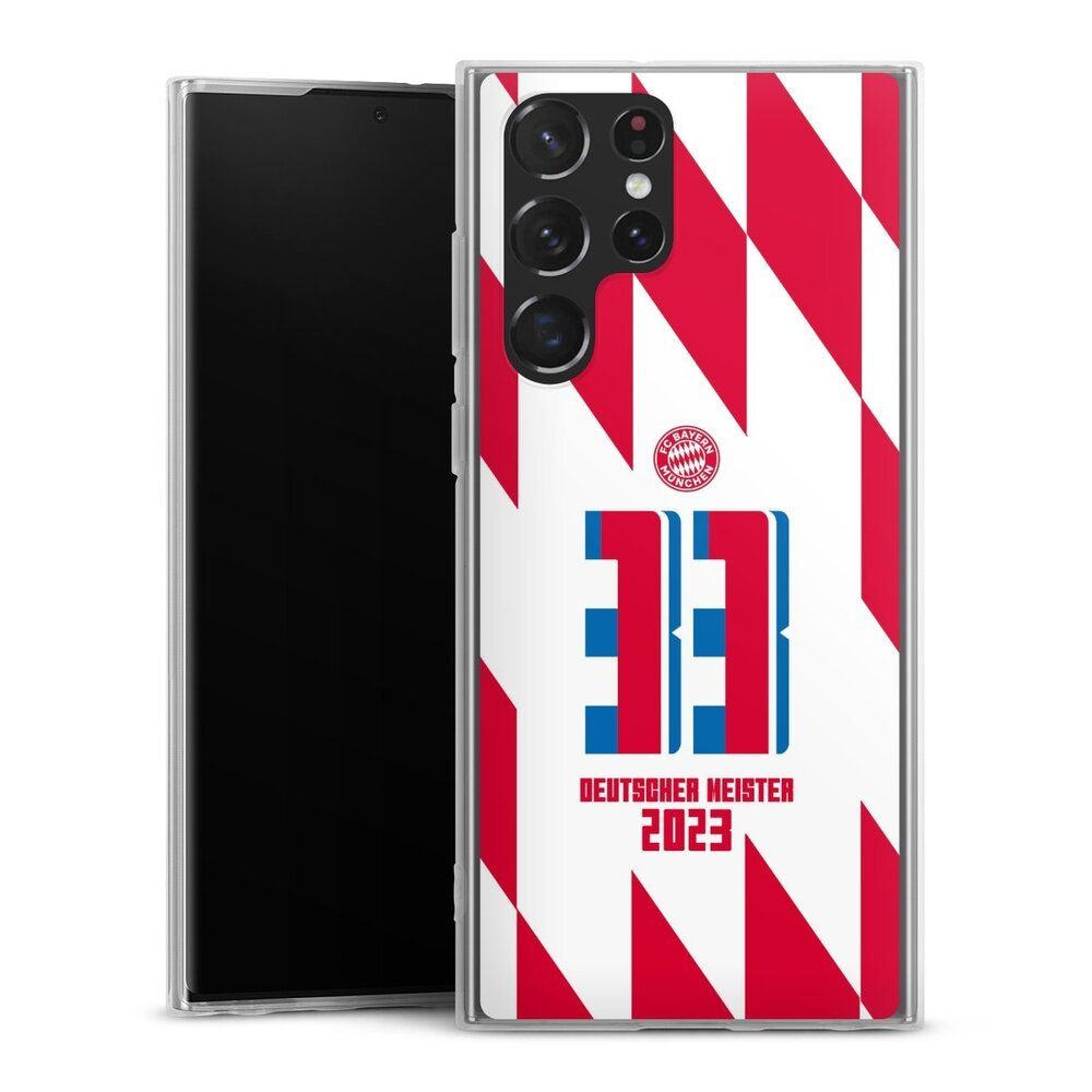 DeinDesign Handyhülle FC Bayern München Meister FCB Meister 2023 Rauten, Samsung Galaxy S22 Ultra Slim Case Silikon Hülle Ultra Dünn