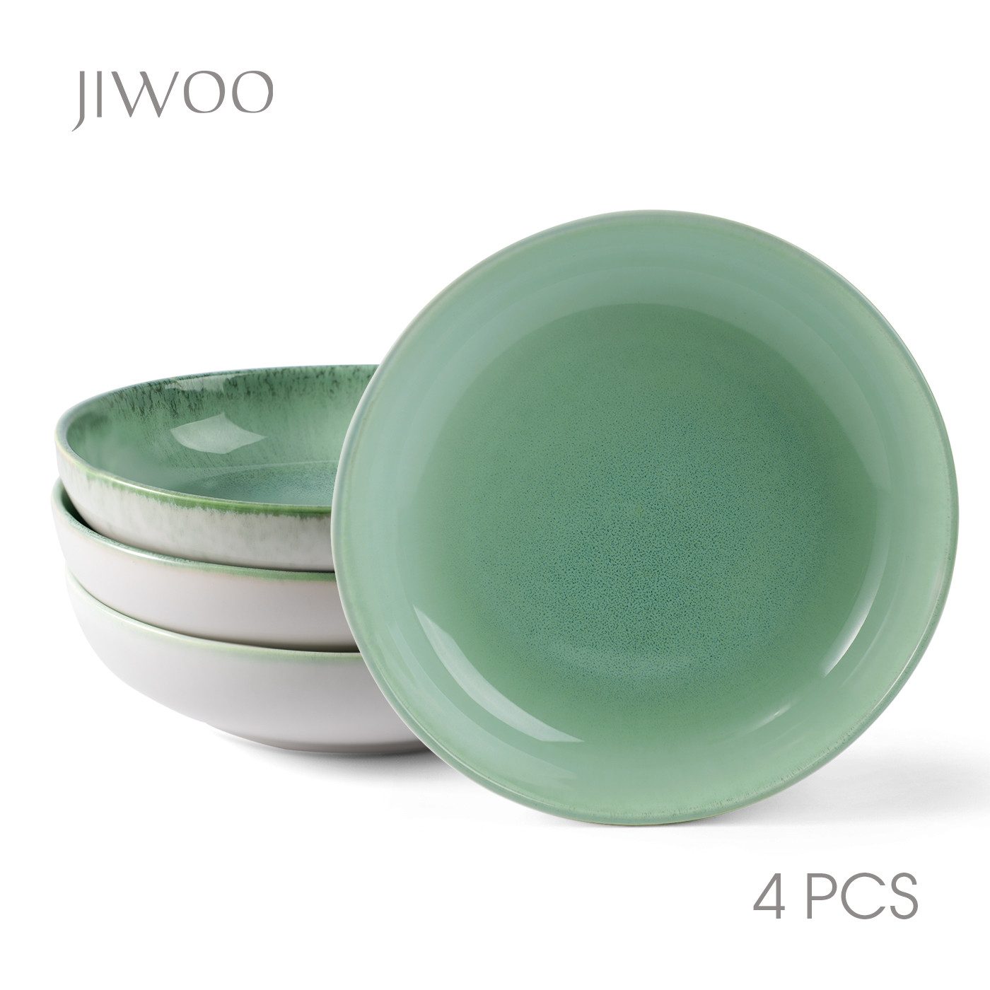 JIWOO Суповая тарелка 4er,Ø22cm,Frühstücksteller,Pastateller,Vorspeisenteller,Dessertteller, (4 St), Keramik,Mikrowellen-und spülmaschinenfest,Glänzende Reaktivglasur