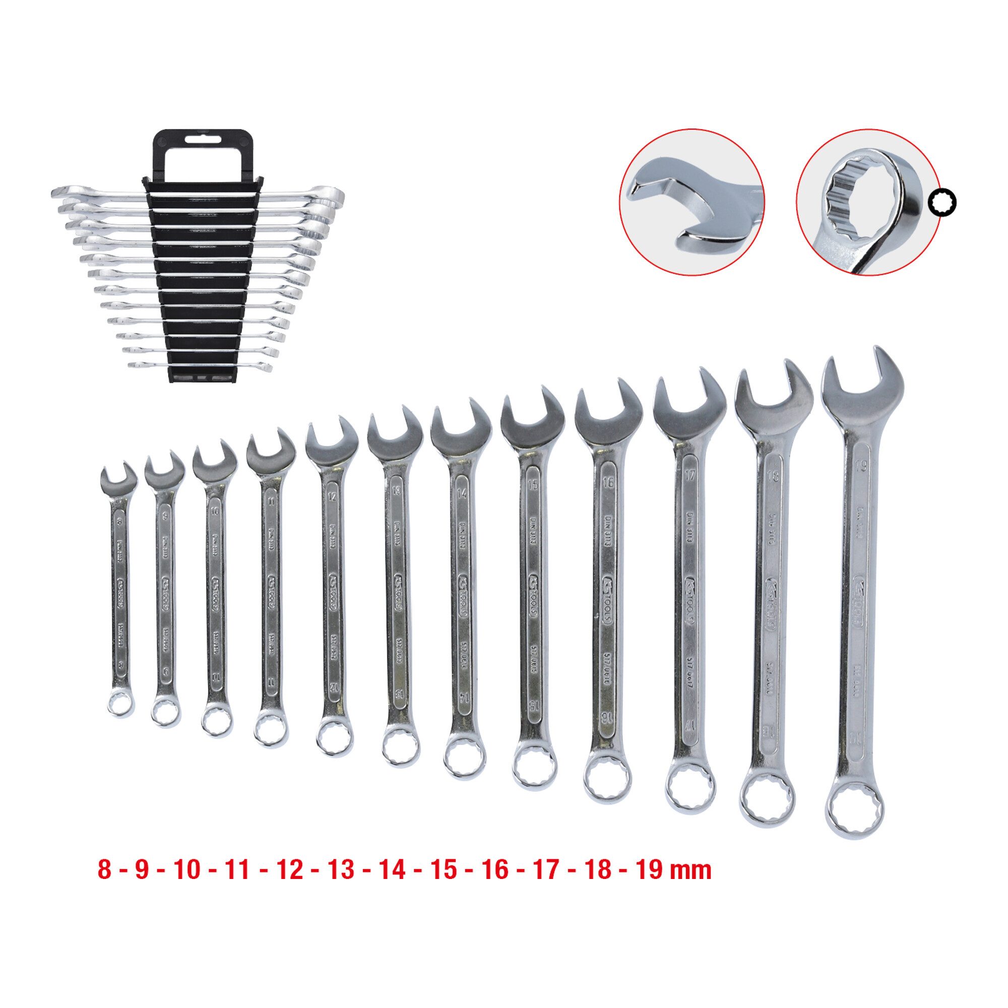 KS Tools Schraube KS Tools Ringmaulschlüssel-Satz, abgewinkelt, 12-tlg. 8-19 mm