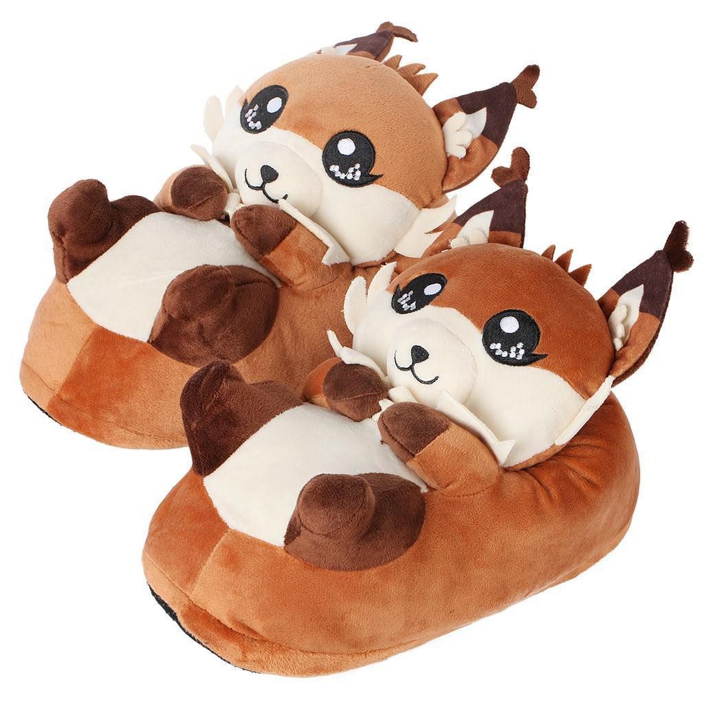 Corimori Tier Pantoffeln für Erwachsene Einheitsgröße 34-44 Plüsch Hausschuhe (Packung, Geschenk) EU Einheitsgröße 34-44, Faye der Fuchs, für Kinder und Erwachsene