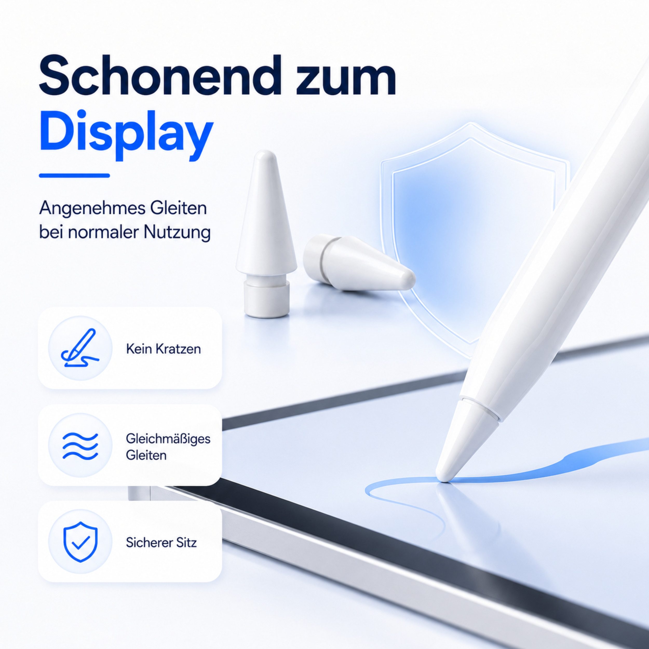 PlugUp Eingabestift Spitze für Apple Pencil 1. 2. Pro & USB-C Generation Ersatzspitze (Spar-Set, 2-St., 2-teilig) 2x Ersatzspitzen für Apple Pencil 1. Generatio – Bild 5 von 5