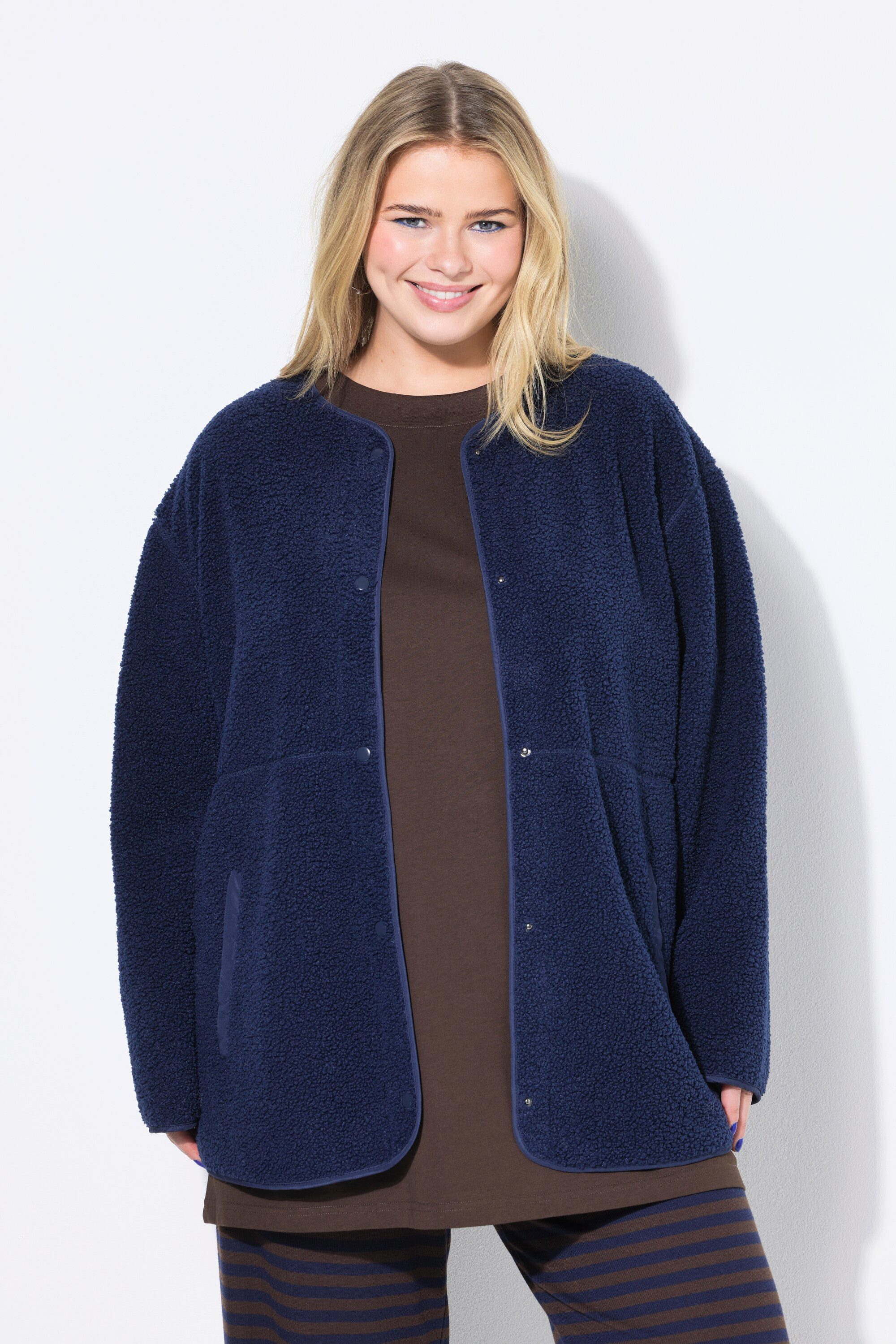 Studio Untold Sommerjacke Teddyfleece-Jacke oversized Rundhals günstig online kaufen