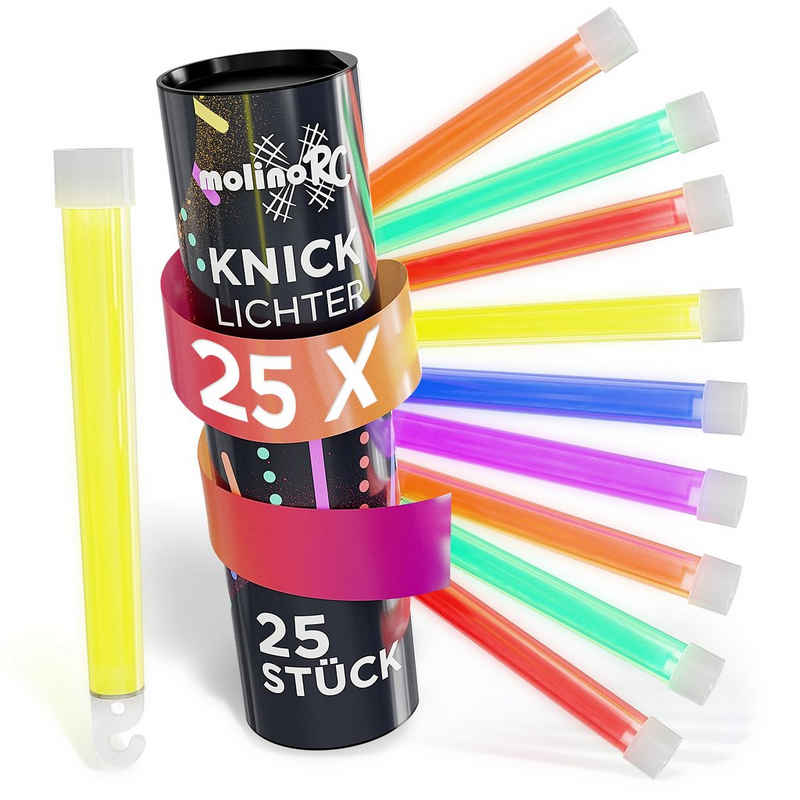 molinoRC Knicklicht 25x Mega Knicklichter Party Hochzeit - Glow Sticks dick in 6 Farben