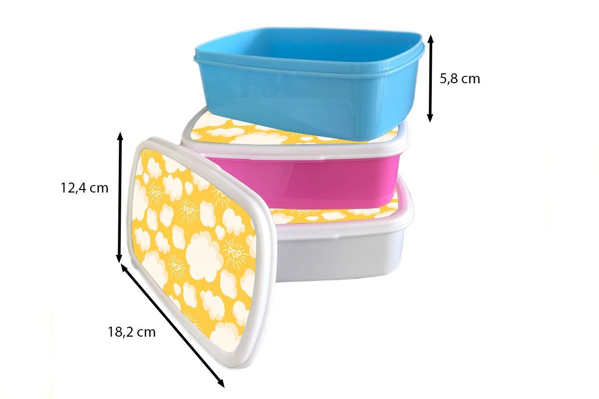 MuchoWow Lunchbox Popcorn Kunststoff Snackbox, - - für Mädchen, Kunststoff, (2-tlg), Pop, Zitate Brotdose Brotbox Muster Kinder, - rosa Erwachsene