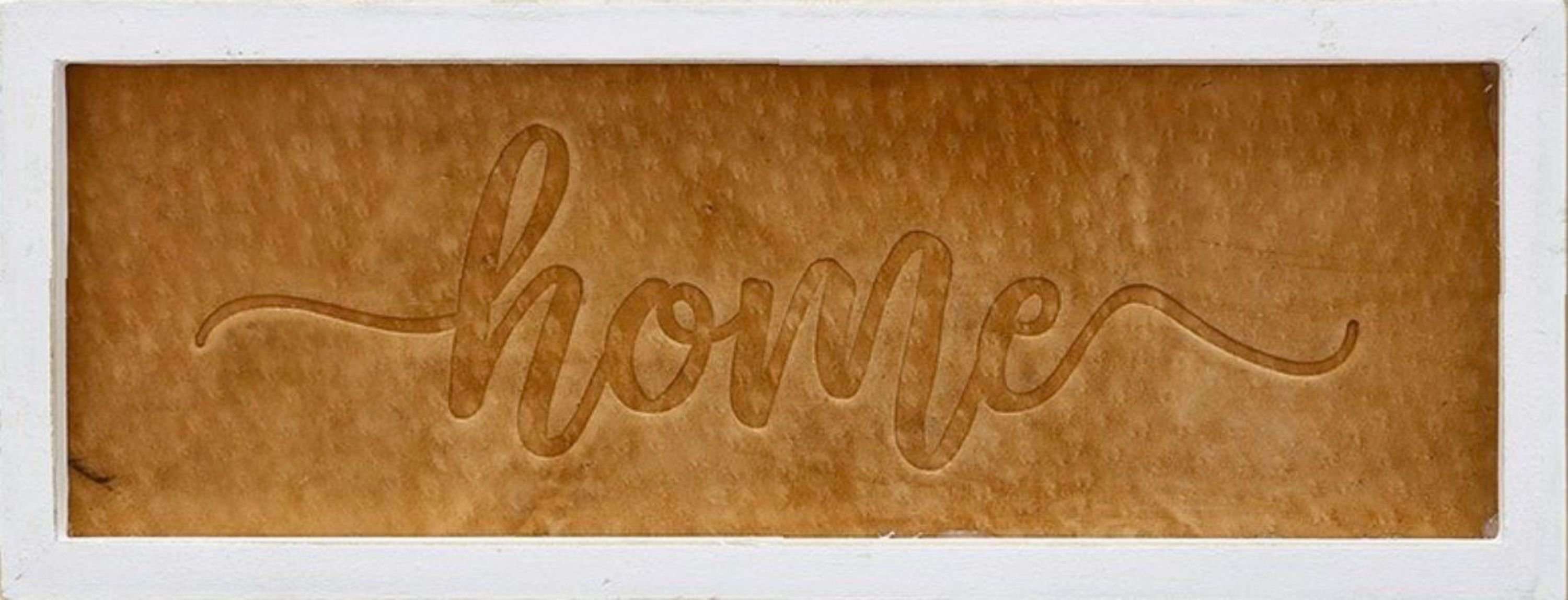 GILDE Dekoobjekt, Edler Leder Aufsteller mit gestanzter Botschaft HOME in Schreibs