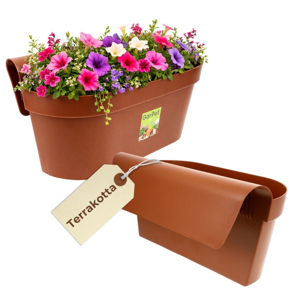 GarPet Balkonkasten Geländerkasten Balkon mit Wasserspeicher Blumen Topf Kasten Geländer