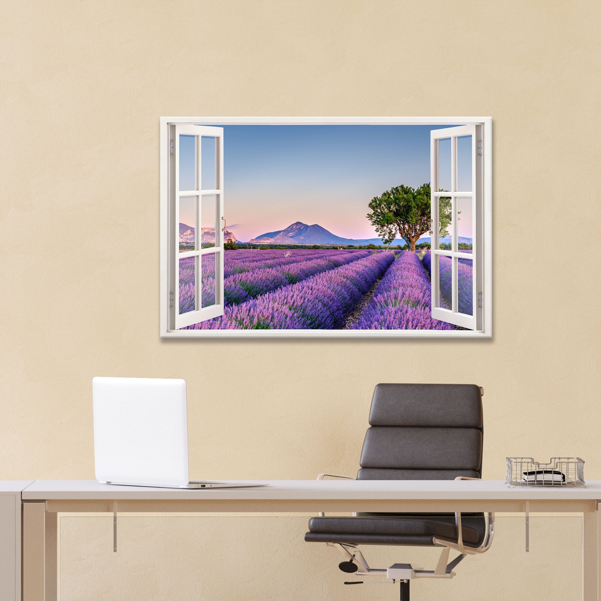 WallSpirit Leinwandbild "Fenster mit Aussicht", Lavendelfeld, günstig online kaufen