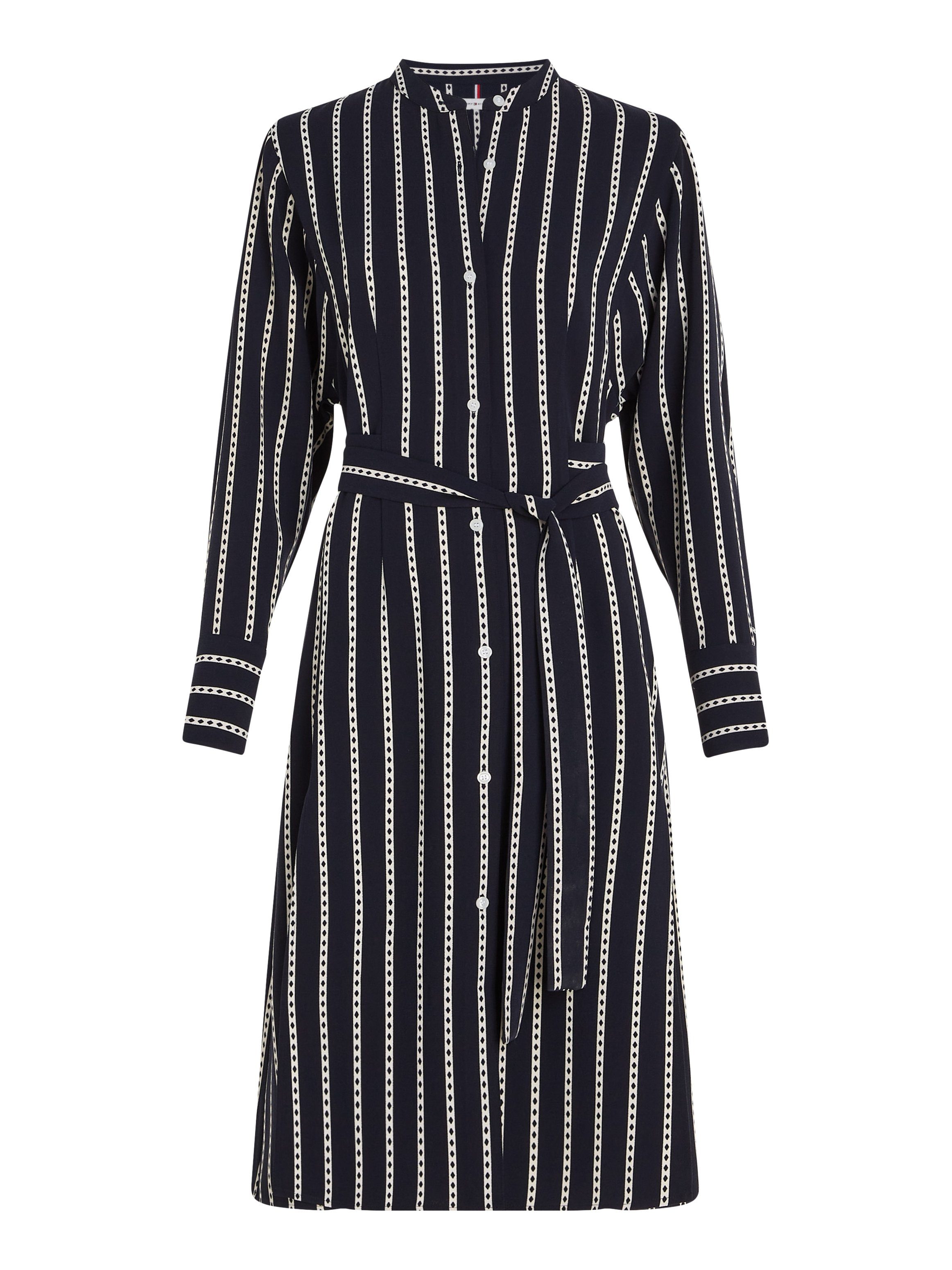 Tommy Hilfiger Shirtkleid ARGYLE STRIPE SHIRT MIDI DRESS Taillengürtel mit