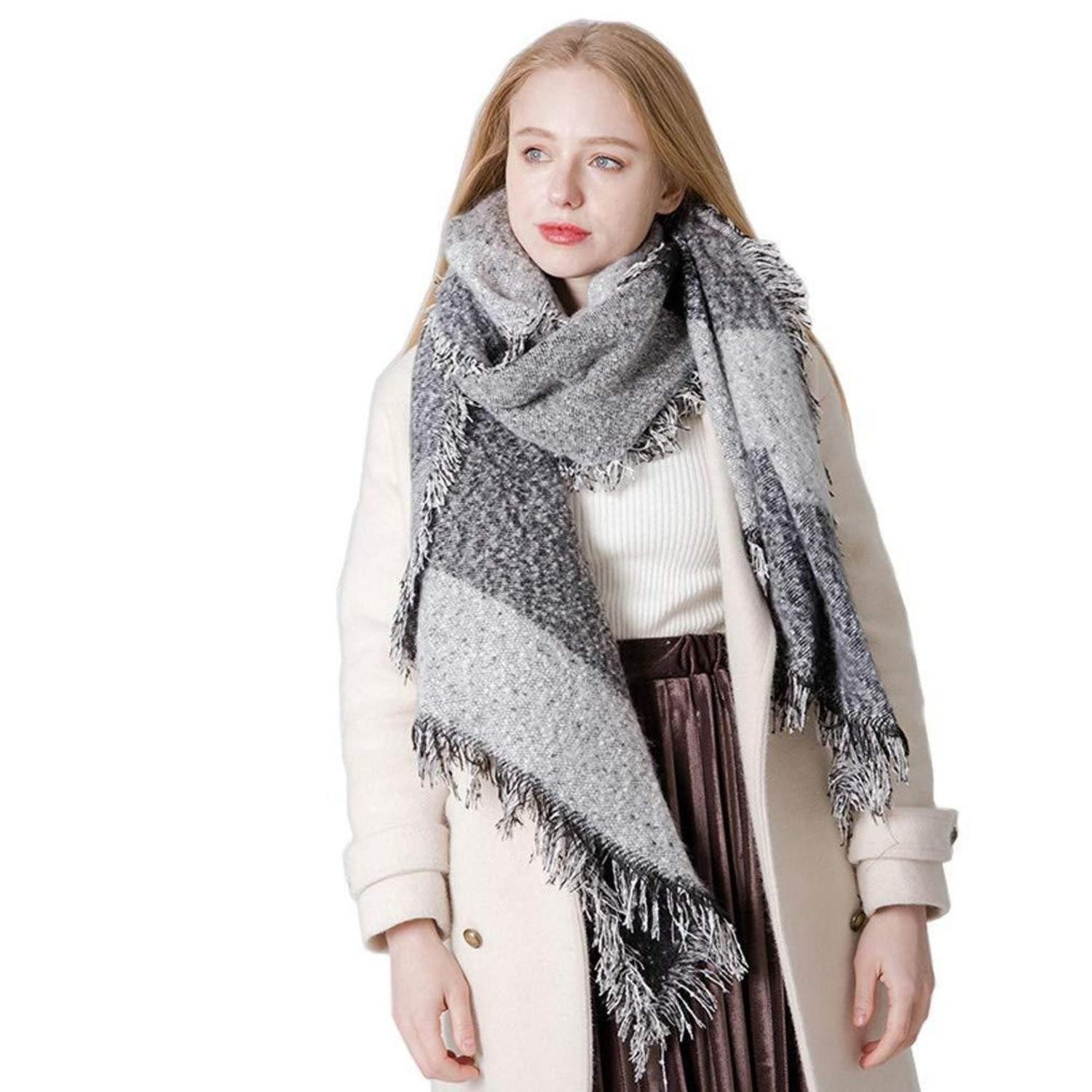 LuxusKollektion XXL-Schal Schal Damen Winter Kaschmirimitat Karo 205x65, (1-St)