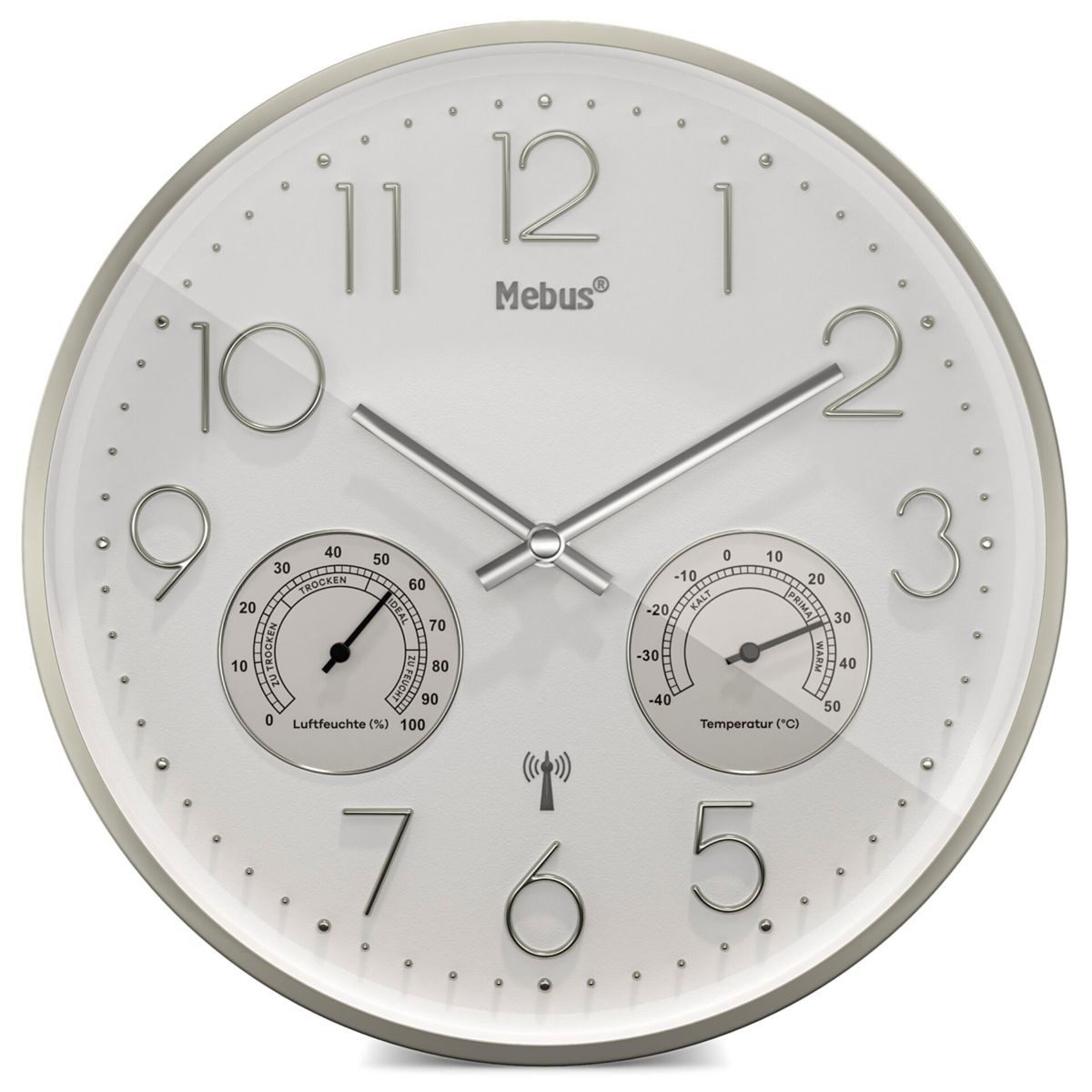 Mebus Wecker 12989 Funkwanduhr mit Thermo-Hygrometer günstig online kaufen