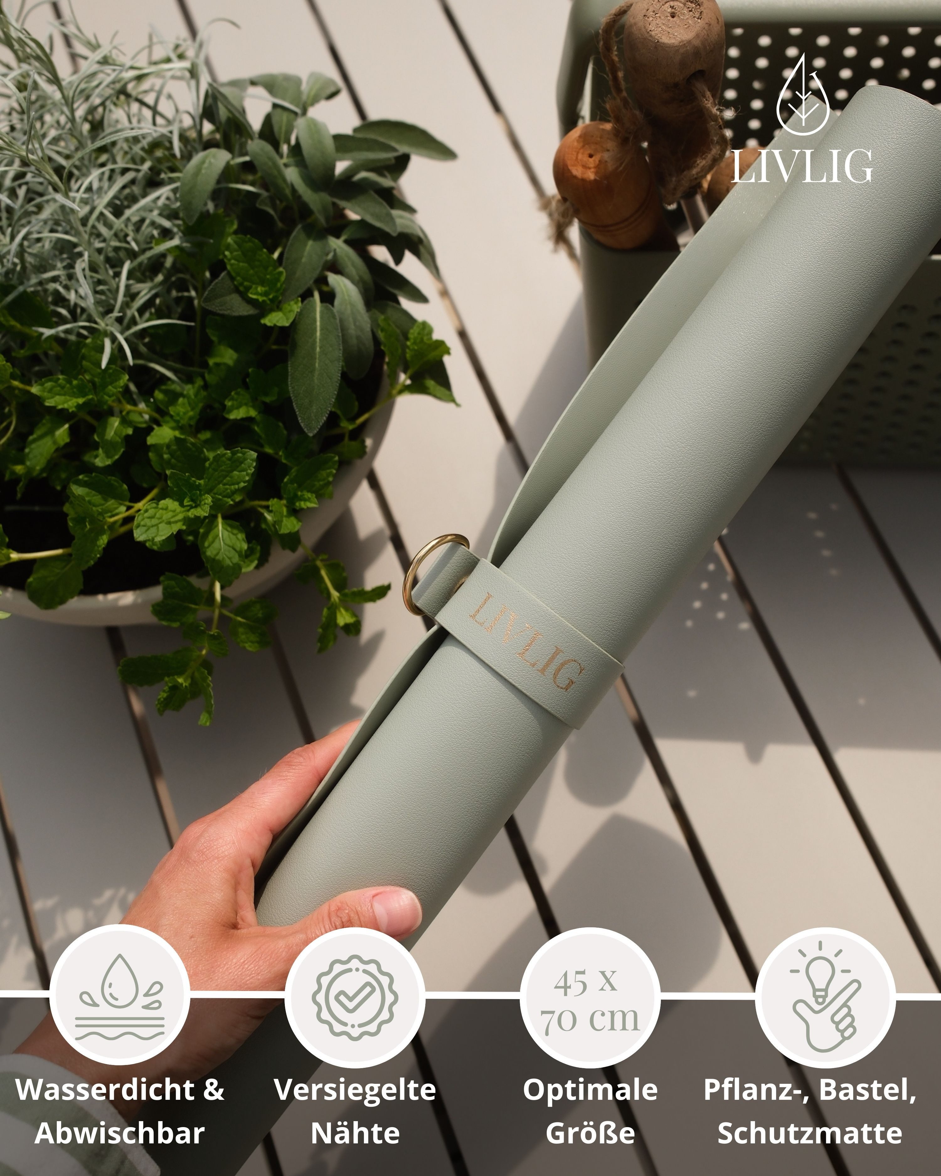 LIVLIG Gartenpflege-Set Pflanzmatte, Umtopfmatte, Gärtnerunterlage, aus Kun günstig online kaufen