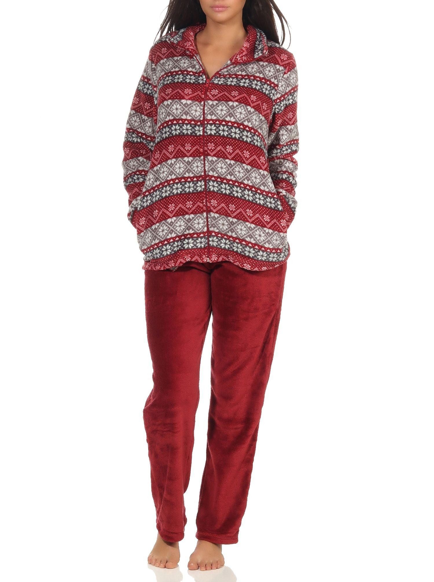 Normann Relaxanzug Kuscheliger Damen Hausanzug aus Coralfleece in tollem Norweger Design