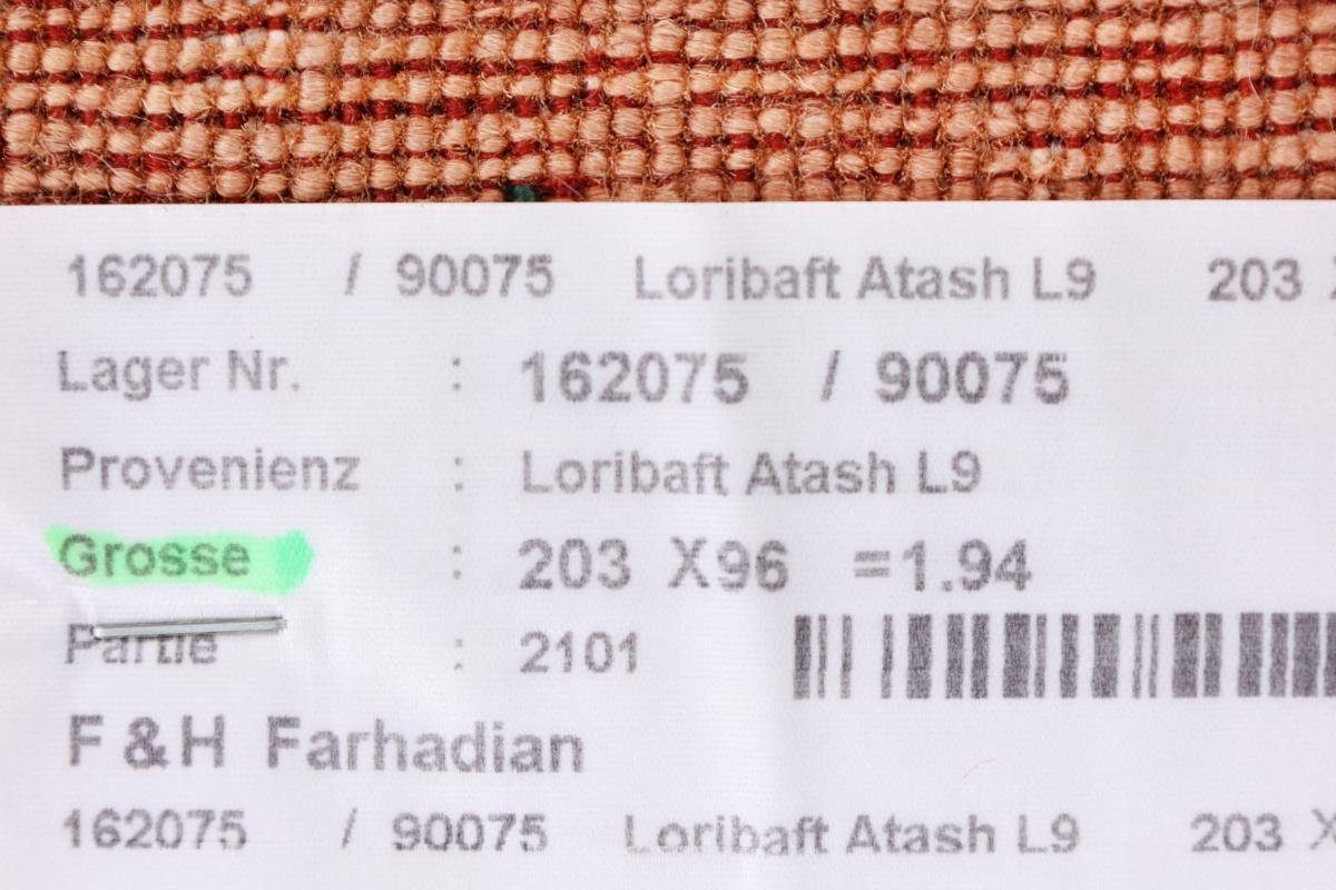 Orientteppich Perser Gabbeh Loribaft 12 97x202 rechteckig, mm Nain Moderner, Höhe: Trading, Atash Handgeknüpfter