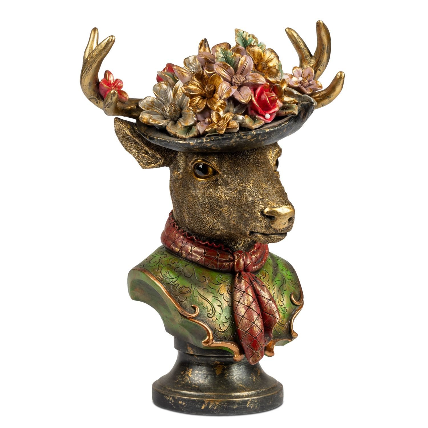 formano Dekofigur Pop Art Tiere im Anzug, auf Sockel, Antikgold, Hirsch, H: 39cm