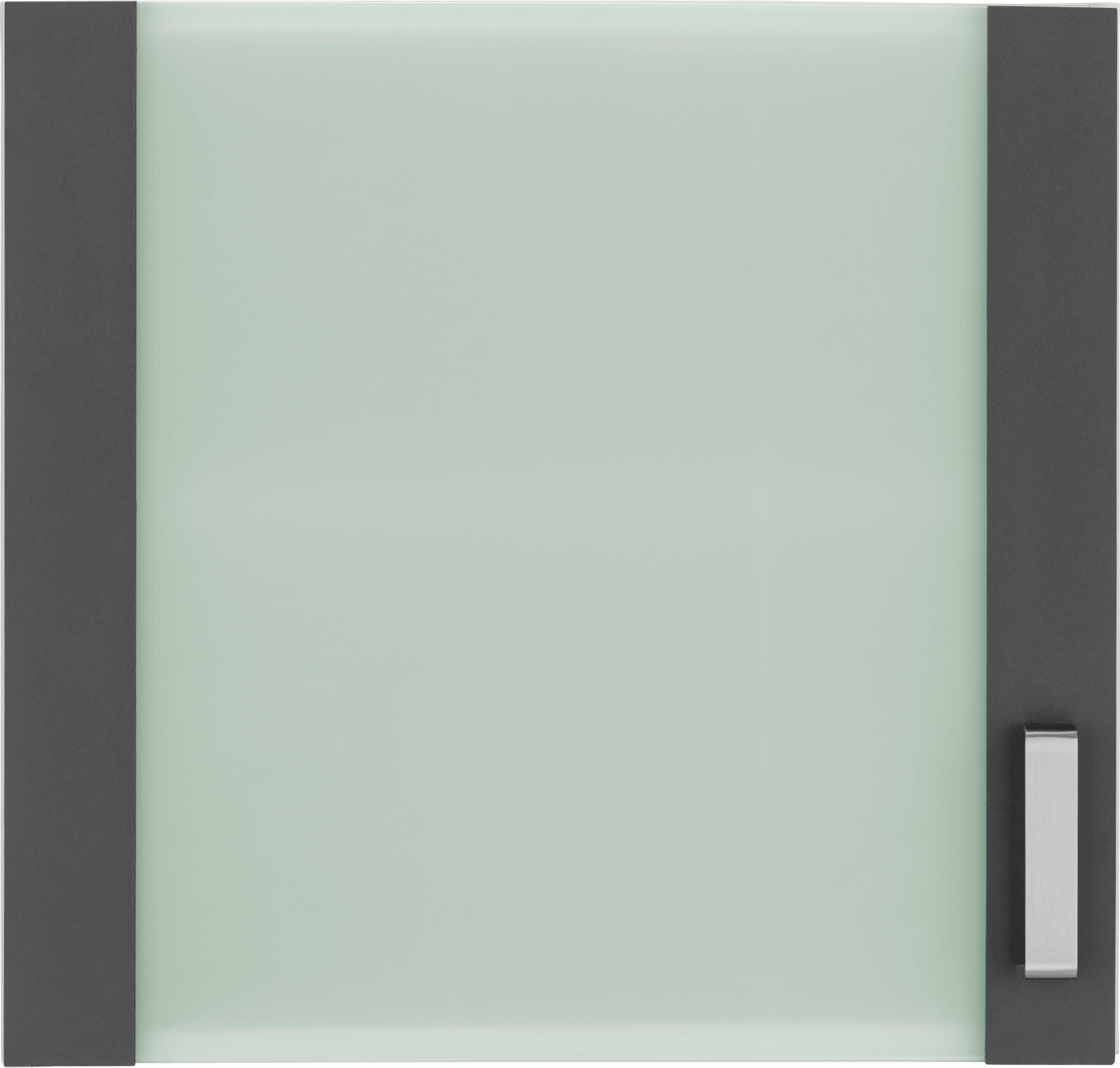 wiho Küchen Glashängeschrank Husum Front mit Glaseinsatz anthrazit/weiß