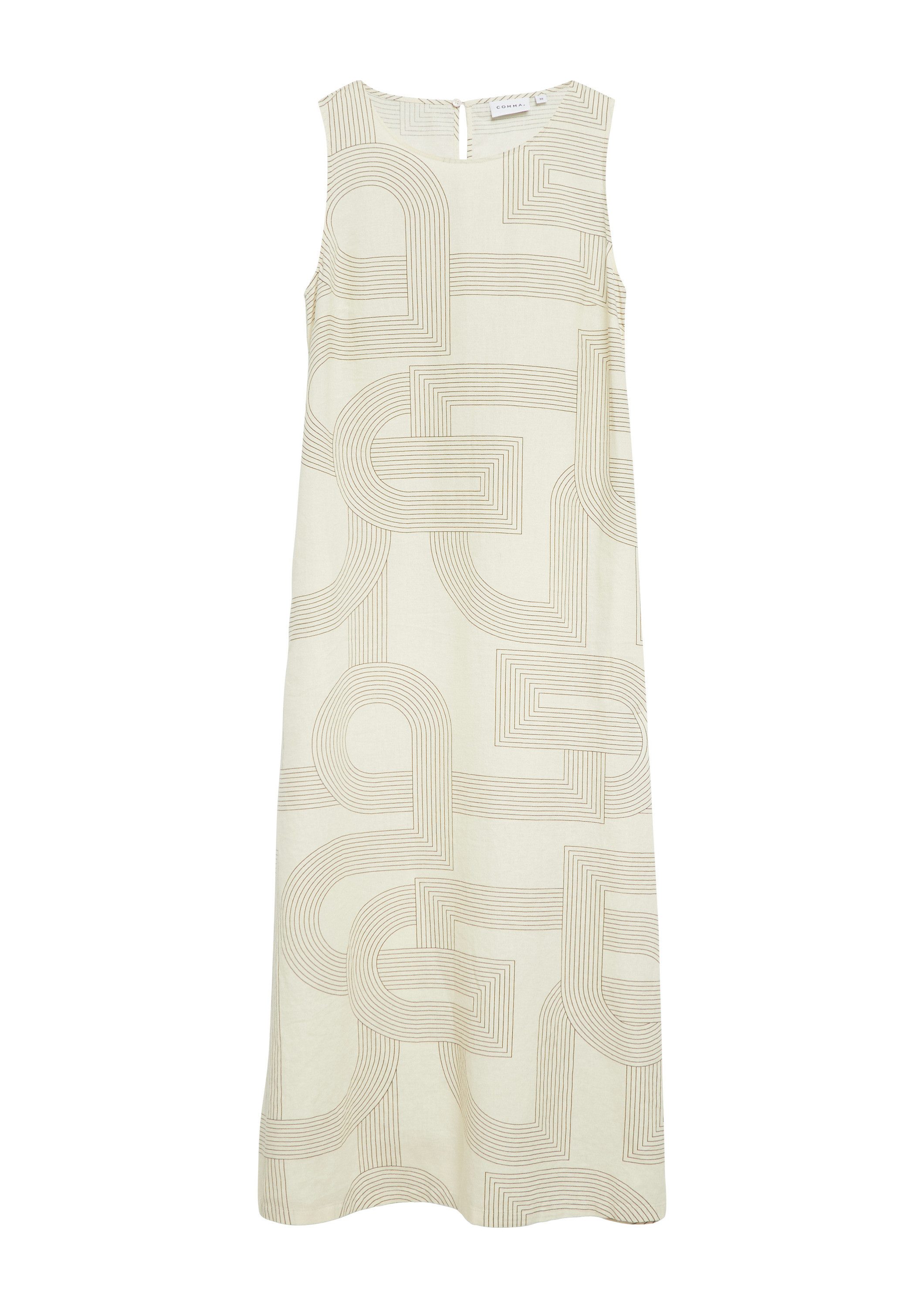 comma Midikleid Kleid Midikleid aus Leinenmix mit Seitenschlitzen und Eingrifftaschen