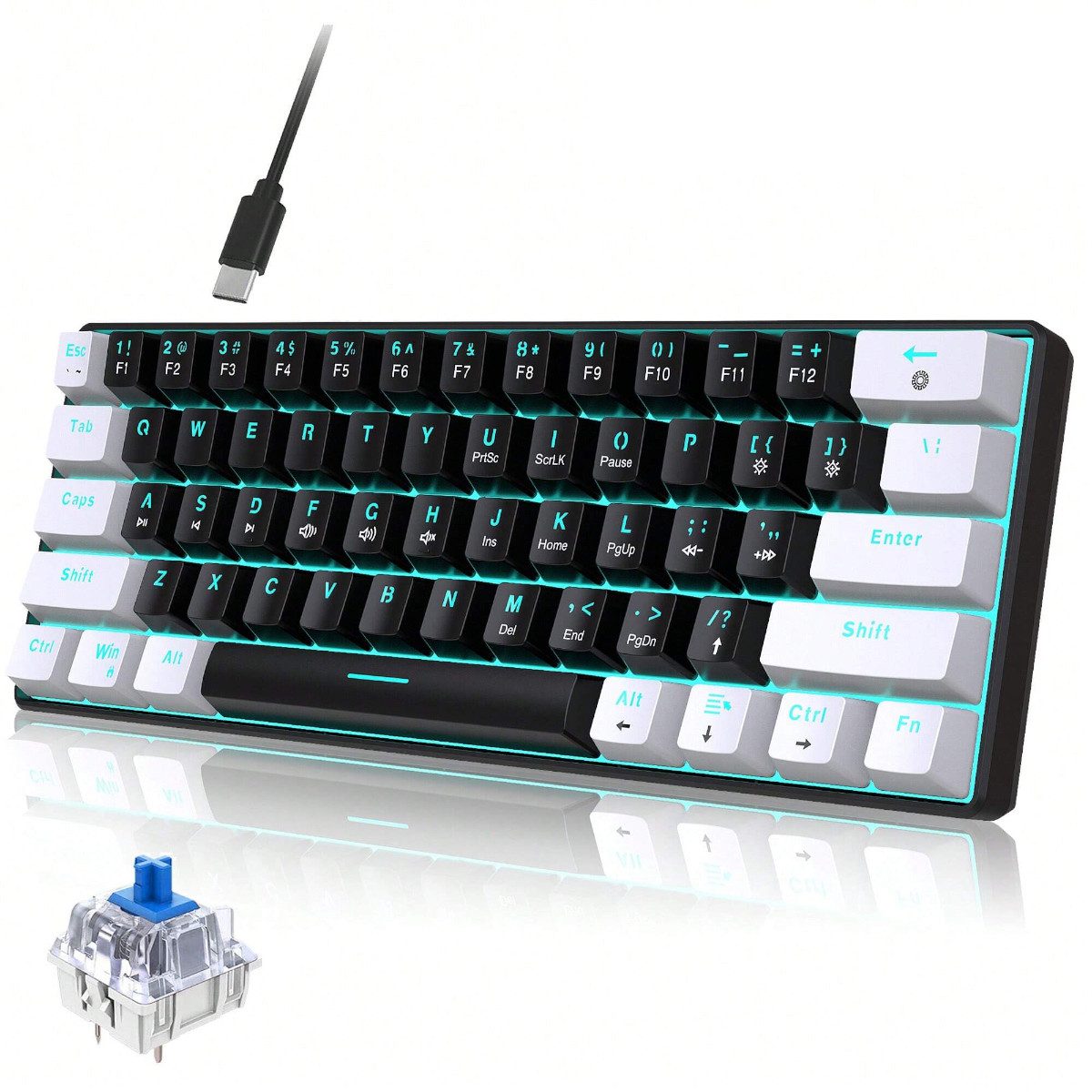 Welikera Gaming Tastatur, 61 Tasten Bunte mechanische Gaming Tastatur Gaming-Tastatur