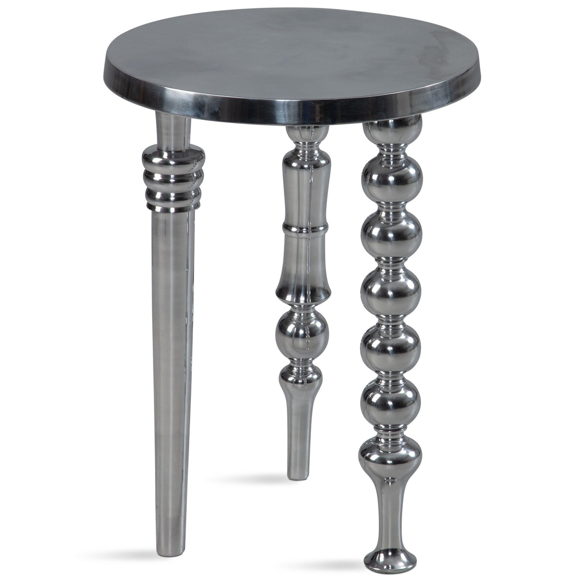 furnicato Beistelltisch poliertes Aluminium 44x44x63 cm Silber (1-St), Handgefertigter Beistelltisch als Unikat mit glänzender Oberfläche