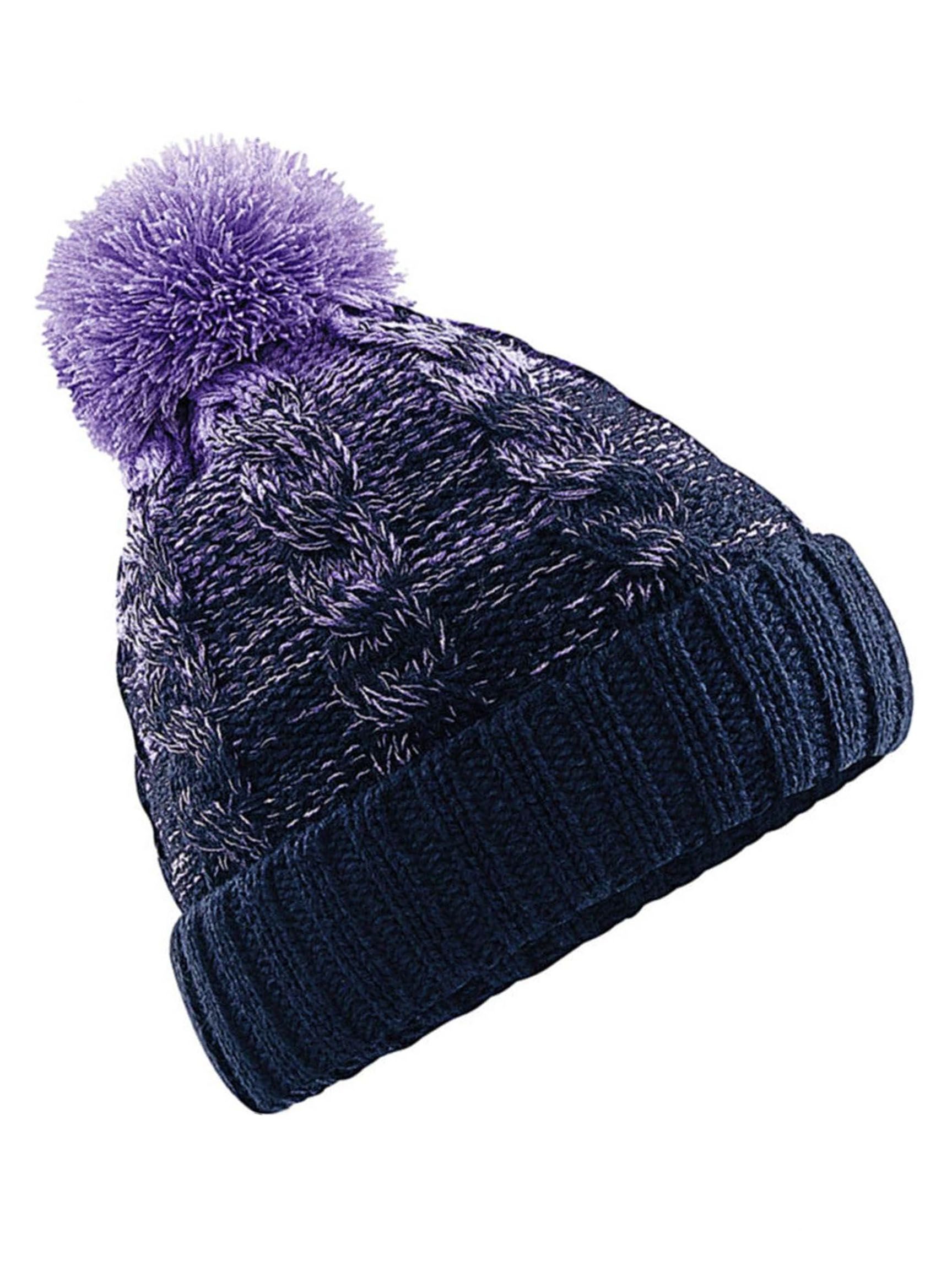 Neverless Bommelmütze Strickmütze Damen Grobstrick Pudelmütze zweifarbig Ombré Bommelmütze