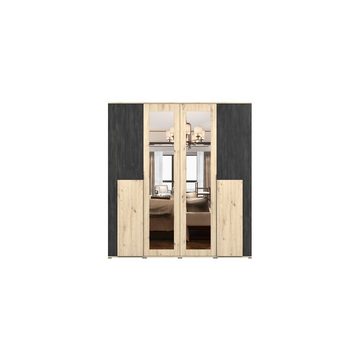 MOEBLO Drehtürenschrank MALEZJA (mit Spiegel, Kleiderschrank 4-türig Schrank Garderobe Schlafzimmer) (H x B x T):203x200x65cm