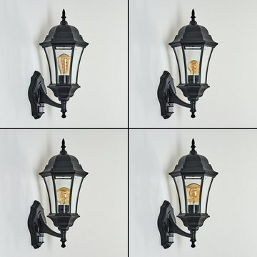 hofstein Außen-Wandleuchte vintage Wandlampe mit Bewegungsmelder aus Metall/Glas in Schwarz/Klar, ohne Leuchtmittel, Wandleuchte 1 xE27, Hof, Landhaus Außenleuchte,IP44, ohne Leuchtmittel