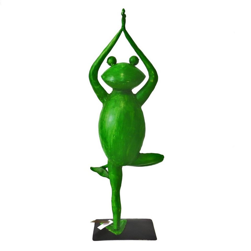 Exner GmbH Garten- & Wohnaccessoires Dekofigur Deko Frosch Yoga Lustig Grün  Metall Handarbeit 57 cm Mittelgroß, Handarbeit