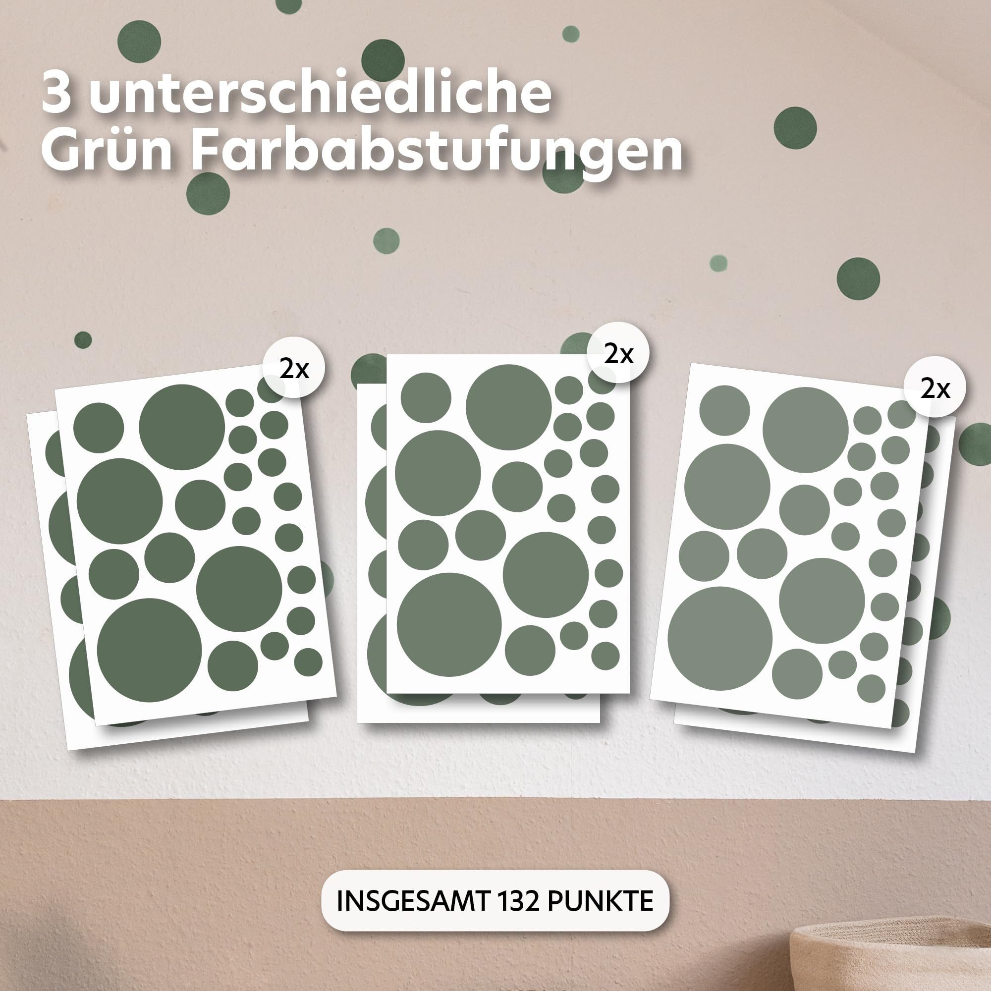 lilimaus Wandsticker Herzen, Sterne & Punkte selbstklebend - Deko fürs Kinderzimmer (132 St), Herzen, Sterne oder Punkte - 36er- & 132er-Set, ablösbar