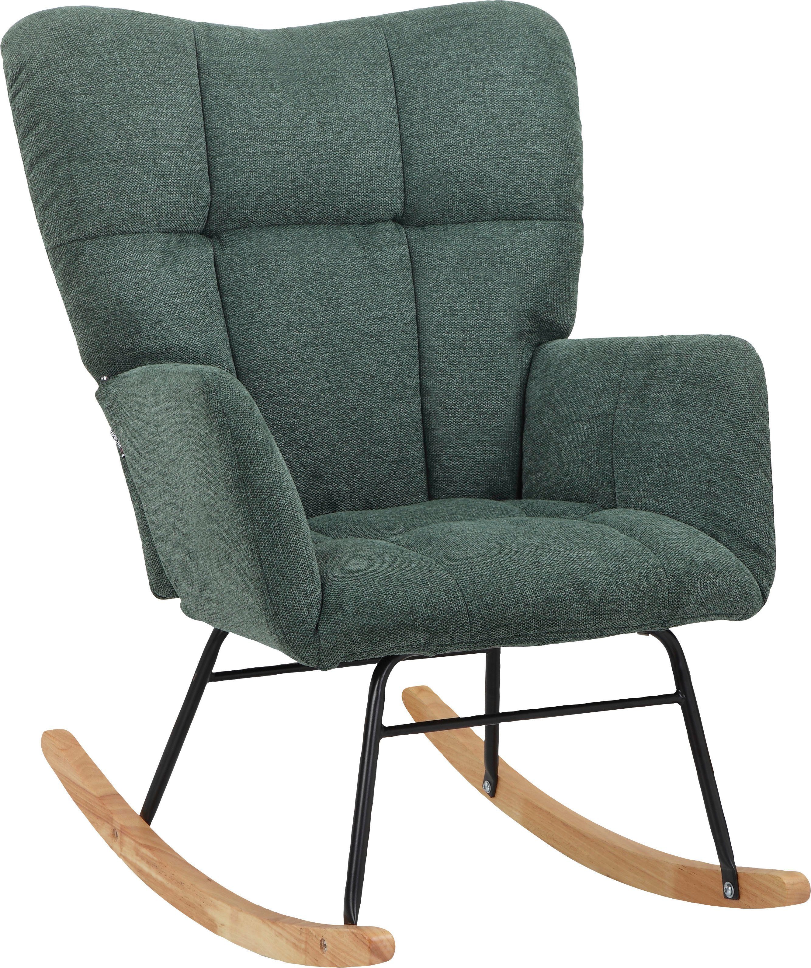 Home affaire Schaukelsessel Anika, Ohrensessel Wohnzimmer mit Funktion, (1-St), Sitz und Rücken gepolstert, Beine aus Metall und Holz, Sitzhöhe 48 cm