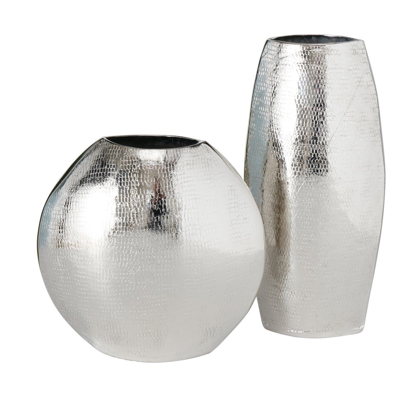 "Passia" Blumenvase St) Set (2 Vase silber, BOLTZE 2er Dekovase Aluminium aus in