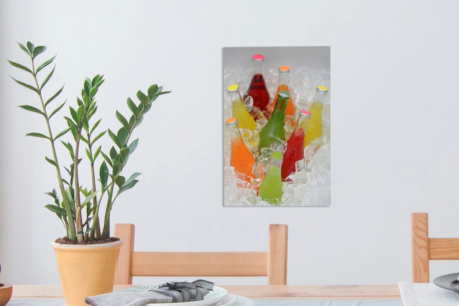 20x30 Zackenaufhänger, cm St), bespannt fertig OneMillionCanvasses® Leinwandbild Erfrischungsgetränken Eis, (1 inkl. in Flaschen Gemälde, mit Leinwandbild