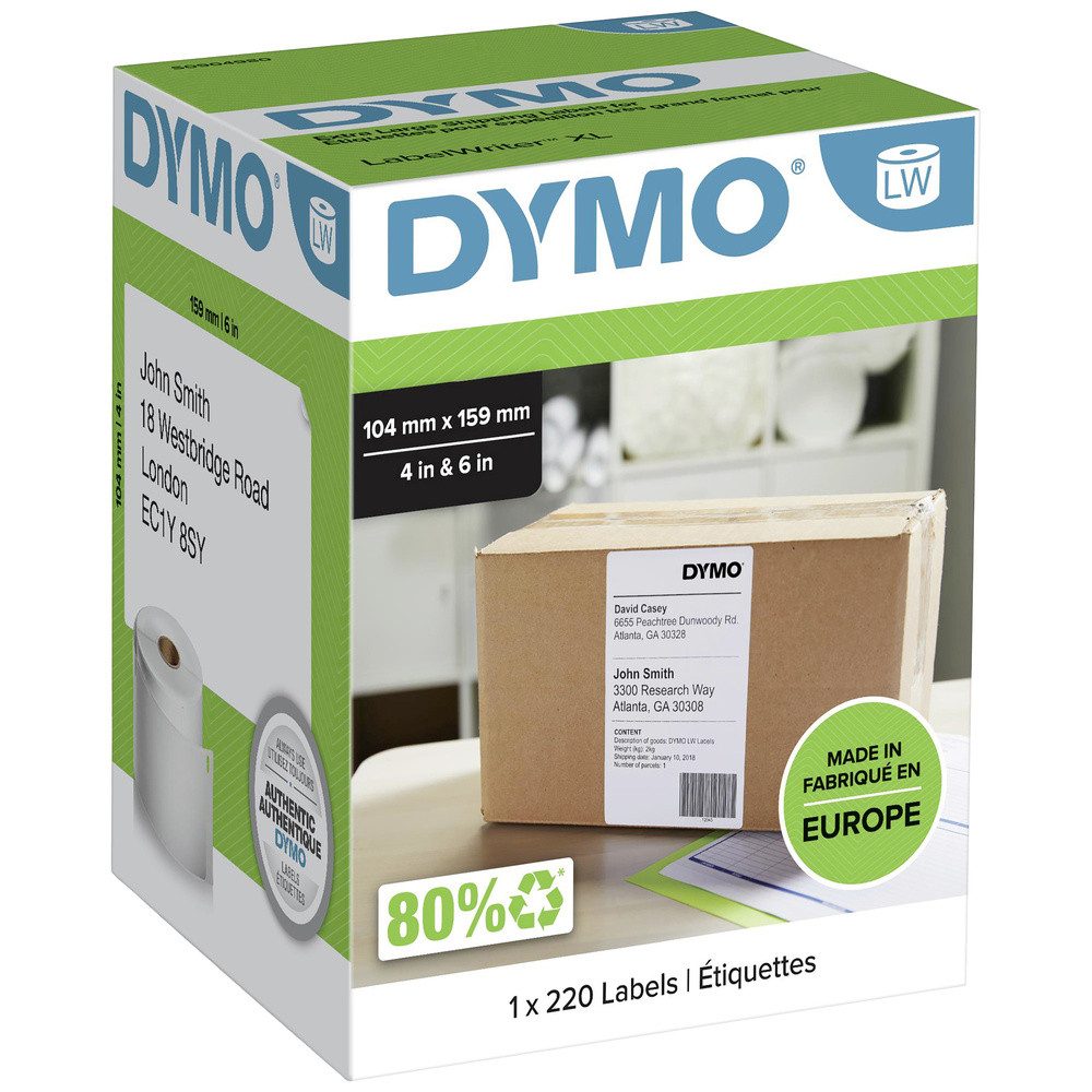 DYMO Etiketten DYMO Etiketten Rolle S0904980 S0904980 159 x 104 mm Papier Weiß 220 S