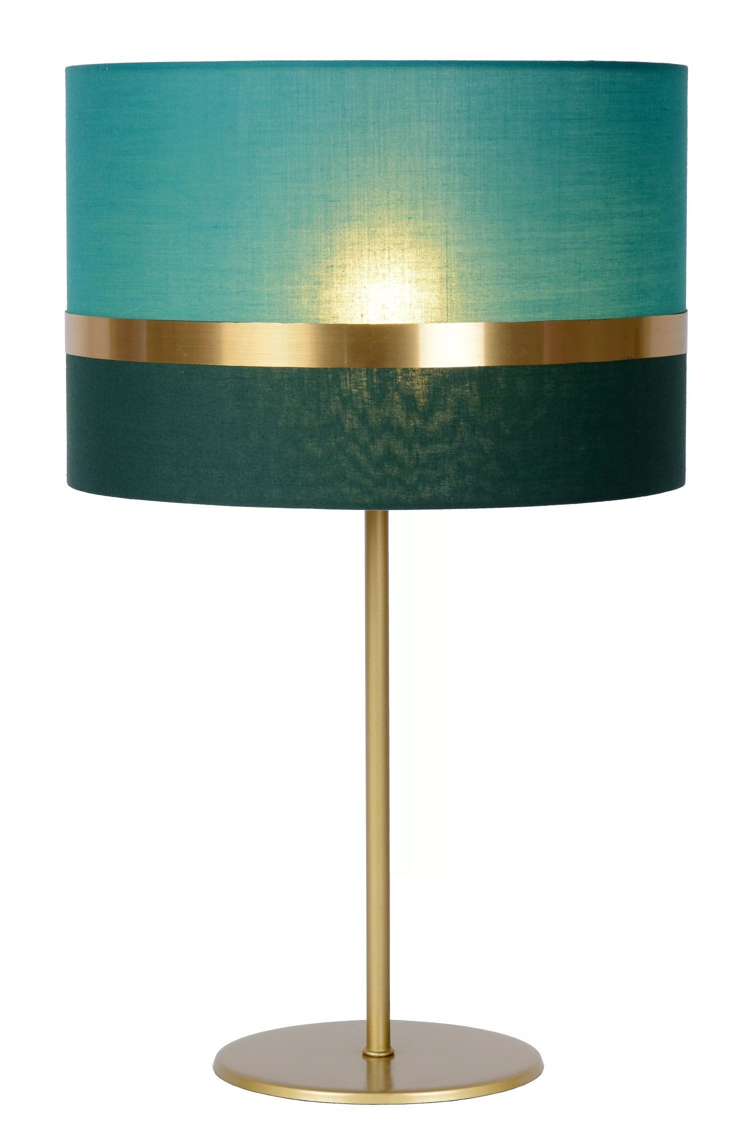 Licht-Erlebnisse Nachttischlampe ILAM, ohne Leuchtmittel, Metall Stoff E14 rund D: 30 cm 50 cm hoch in Gold Grün Vintage