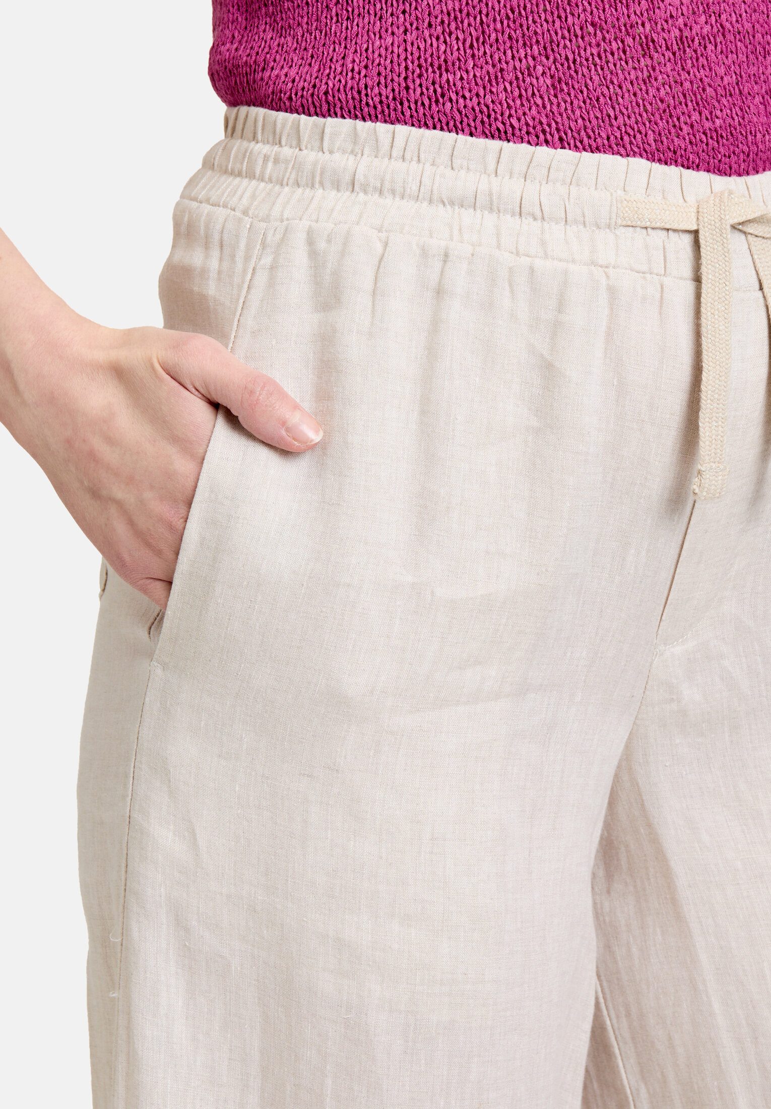 Cartoon Leinenhose Damen mit Taschen Material