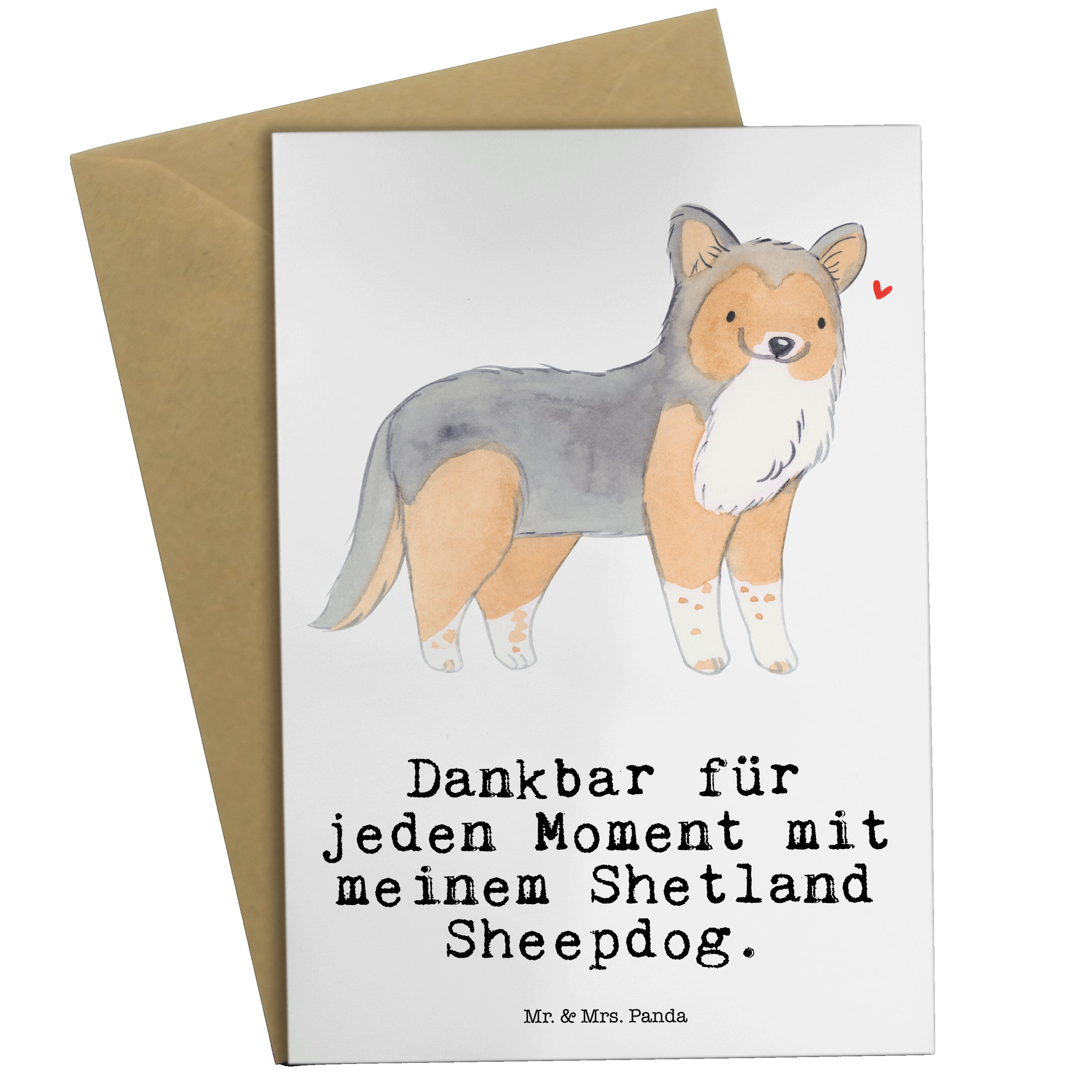 Geschenk, Weiß - Schenken, Panda & Shetland Geburtst - Mr. Sheepdog Mrs. Grußkarte Moment Karte,