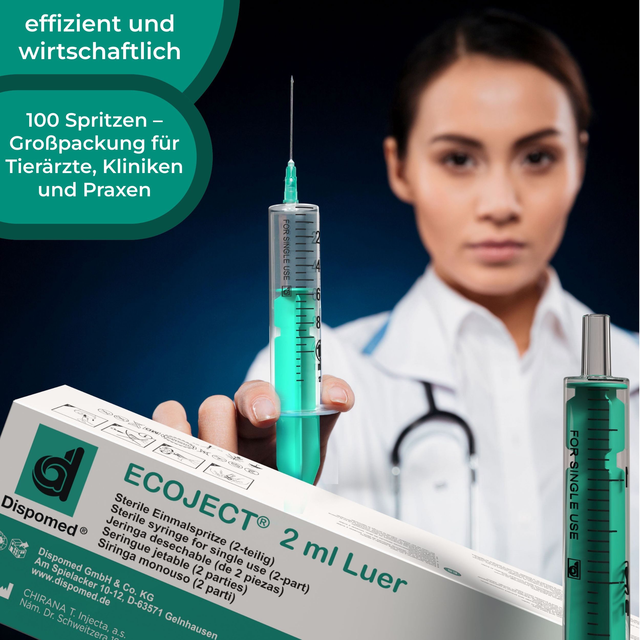 Dispomed Einwegspritze ECOJECT 2-tlg Einmal-Spritzen 80 bis 100Stk -Größe wählbar-, (Großpackung, 100-St., sterile Einwegspritzen), für medizinische und nicht-medizinische Verwendung