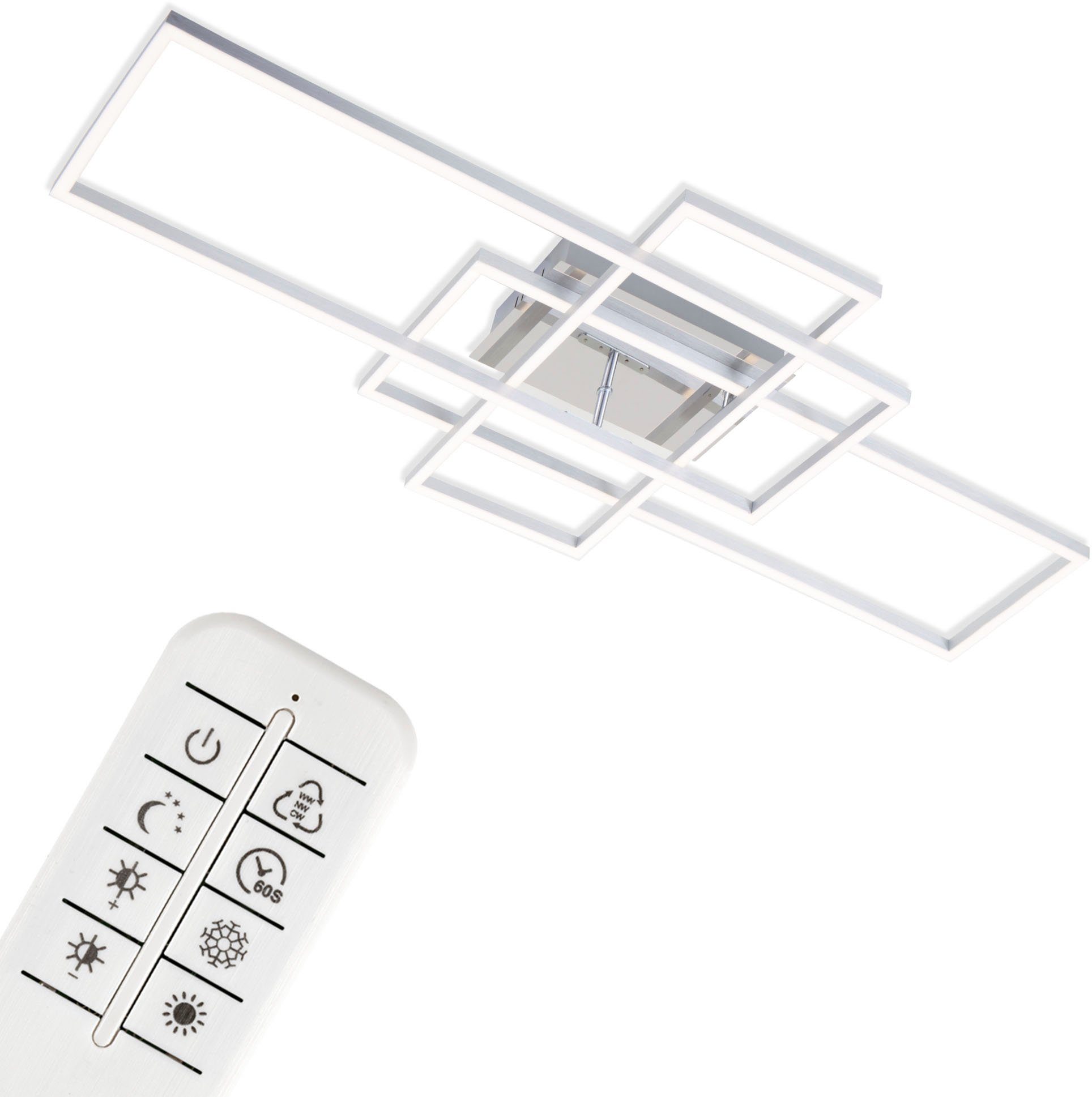 Briloner Leuchten LED Deckenleuchte 3156018 FRAME, LED fest integriert, Kaltweiß, Neutralweiß, Warmweiß, Deckenlampe, 104x42x10cm, Chrom, 55W, Wohnzimmer, Schlafzimmer, Küche