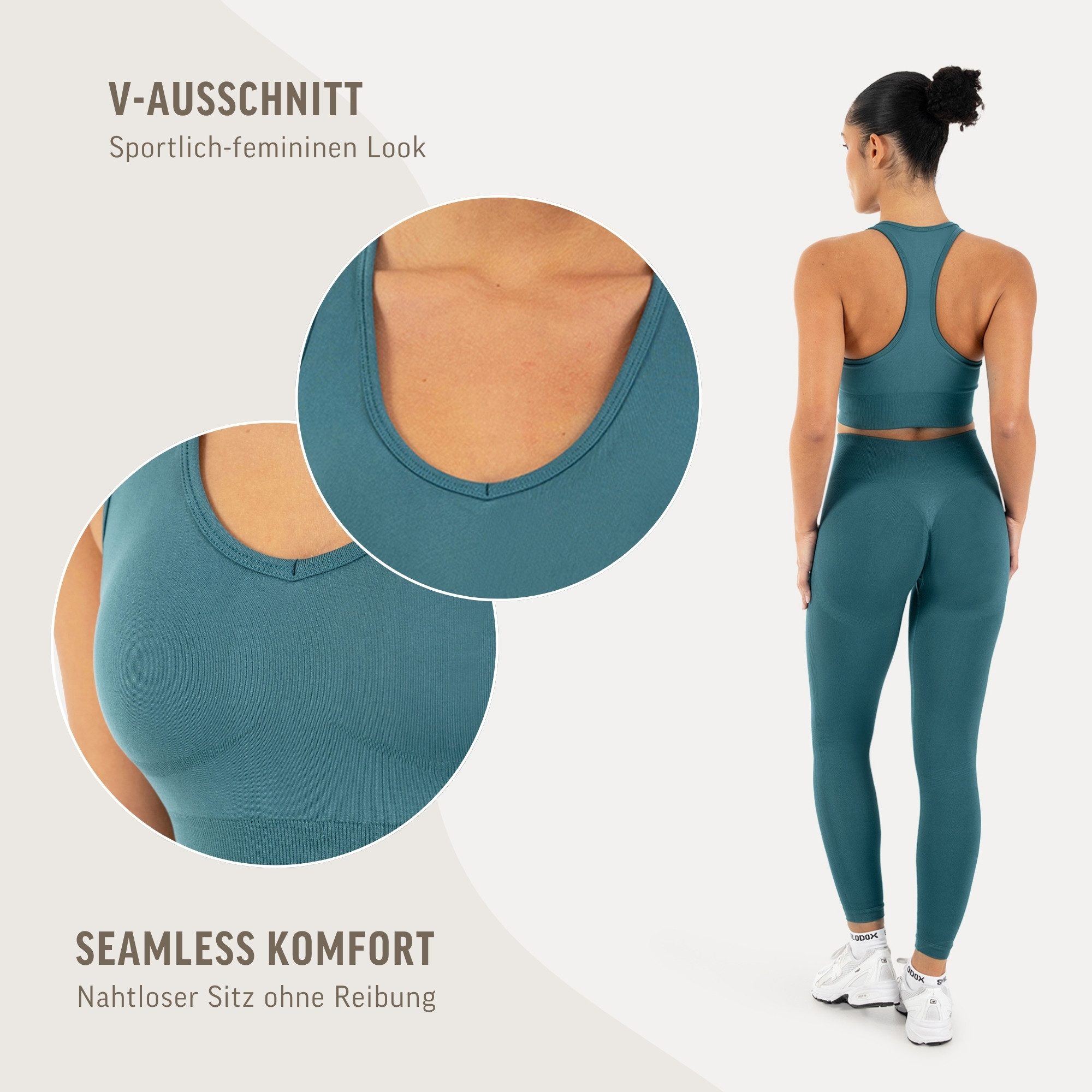 Smilodox Sport-BH Vonda, Sport Top Damen, Gym-BH für Workouts,Training & Yoga V-Ausschnitt, Seamless, Shaped Fit, Support-Bund, elastisch – Bild 5 von 5