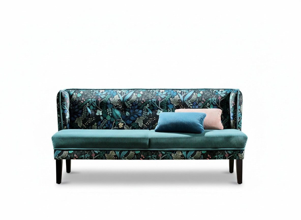 Natur24 Essbank Tischsofa Flair Bank 182cm Bunt Floral Türkis Neu