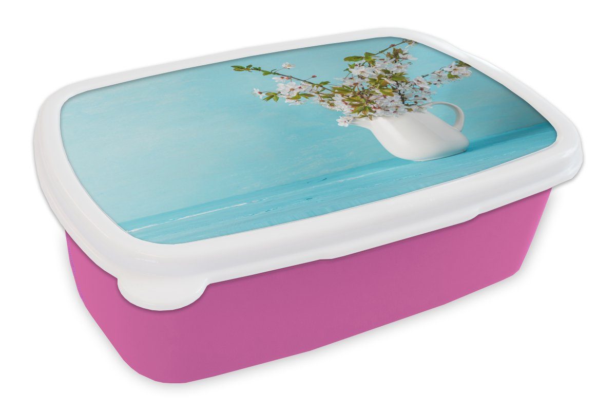 MuchoWow Lunchbox Stilleben - Sakura - Dose, Kunststoff, (2-tlg), Brotbox für Erwachsene, Brotdose Kinder, Snackbox, Mädchen, Kunststoff rosa