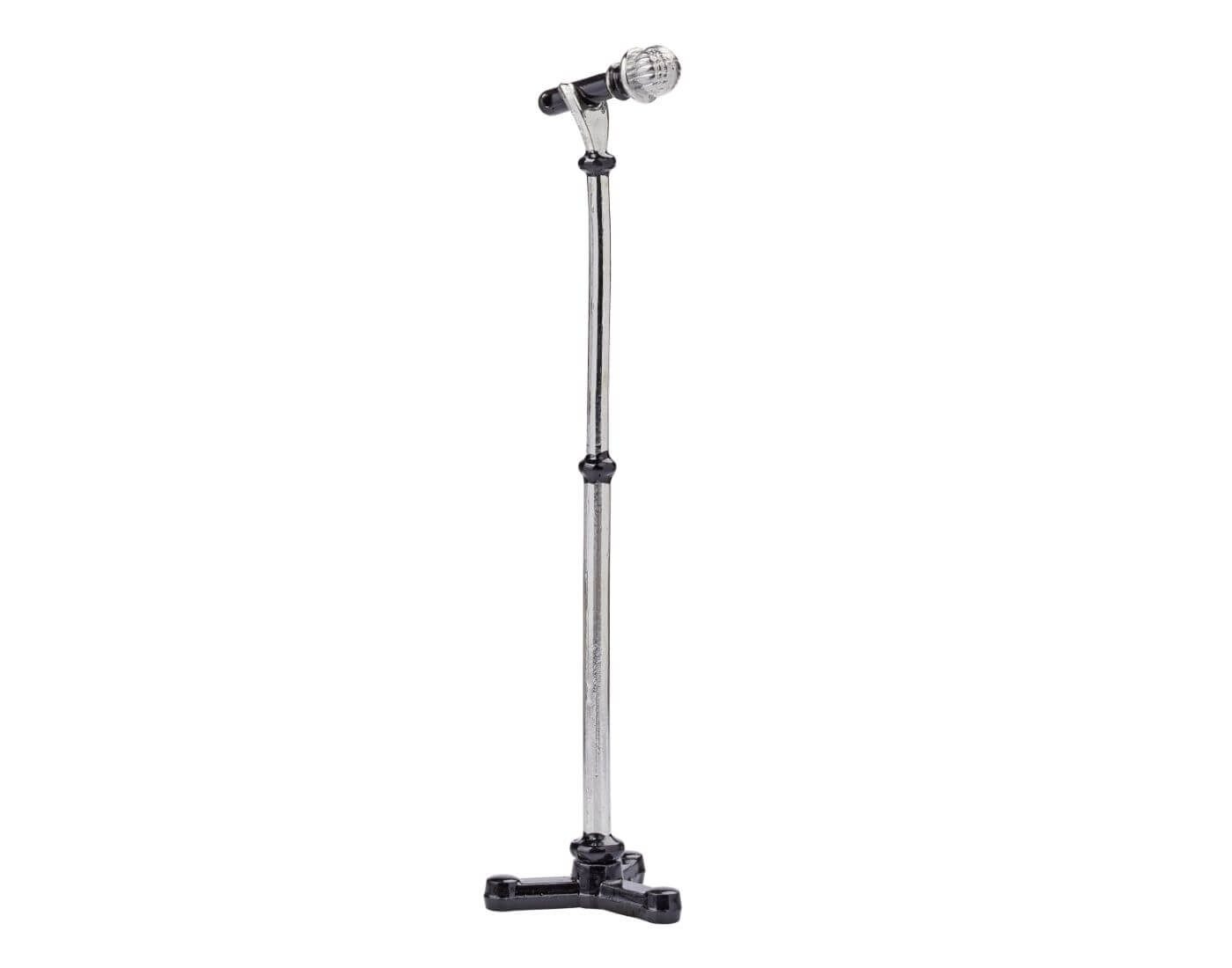 HobbyFun Wichteltür Miniatur Mikrofon, schwarz-silber - Wichtel- und Puppenstube