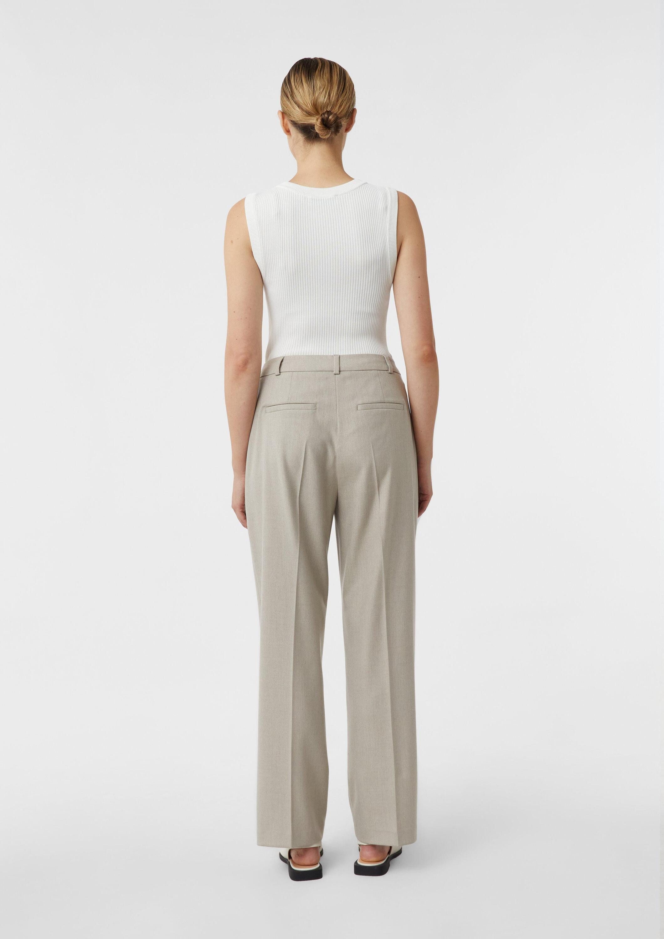 comma Chinos Hose Elegante Marlenehose aus leichtem Flanell