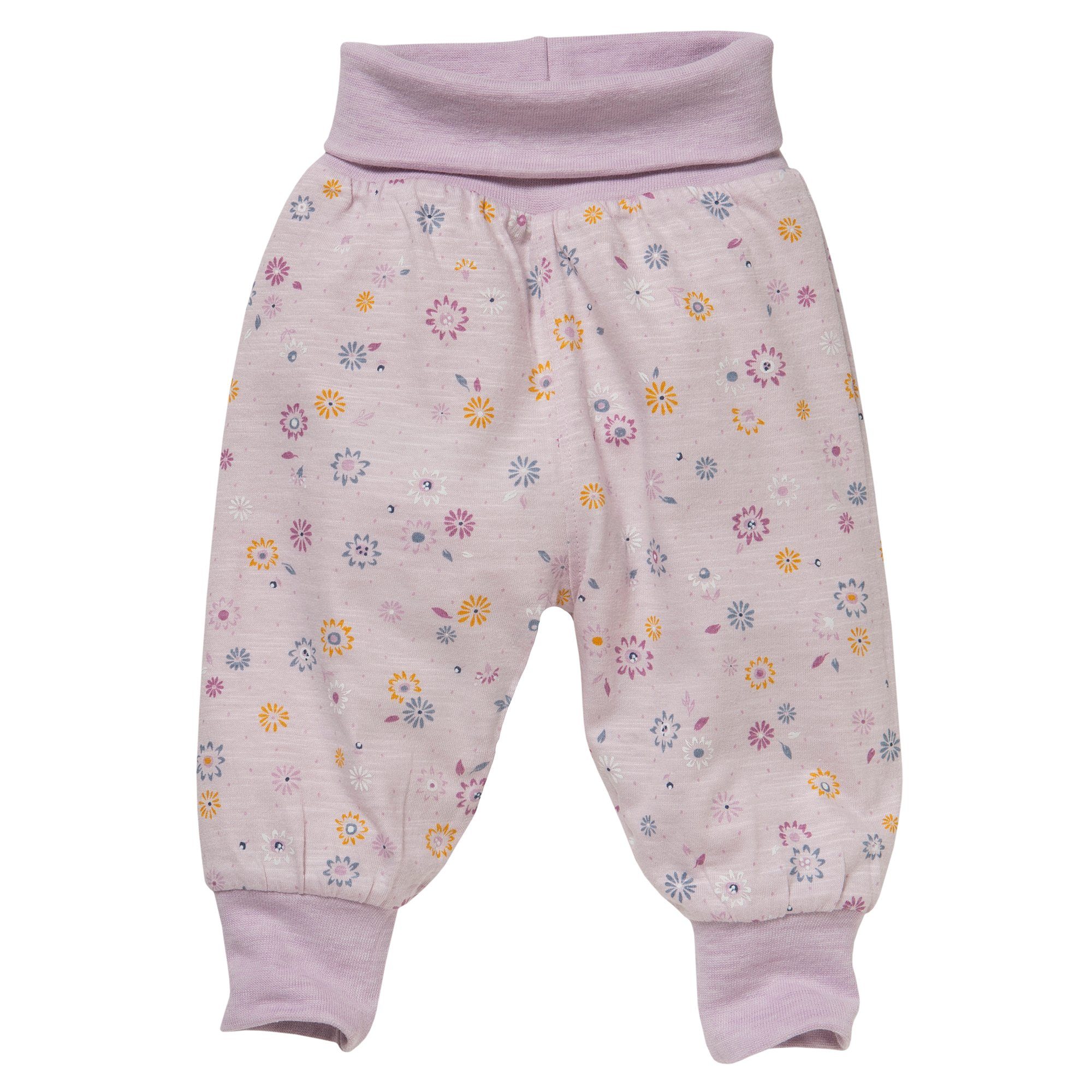 2-in-1-Hose, Wendehose mit Umschlagbund, beige-blass violett bedruckt
