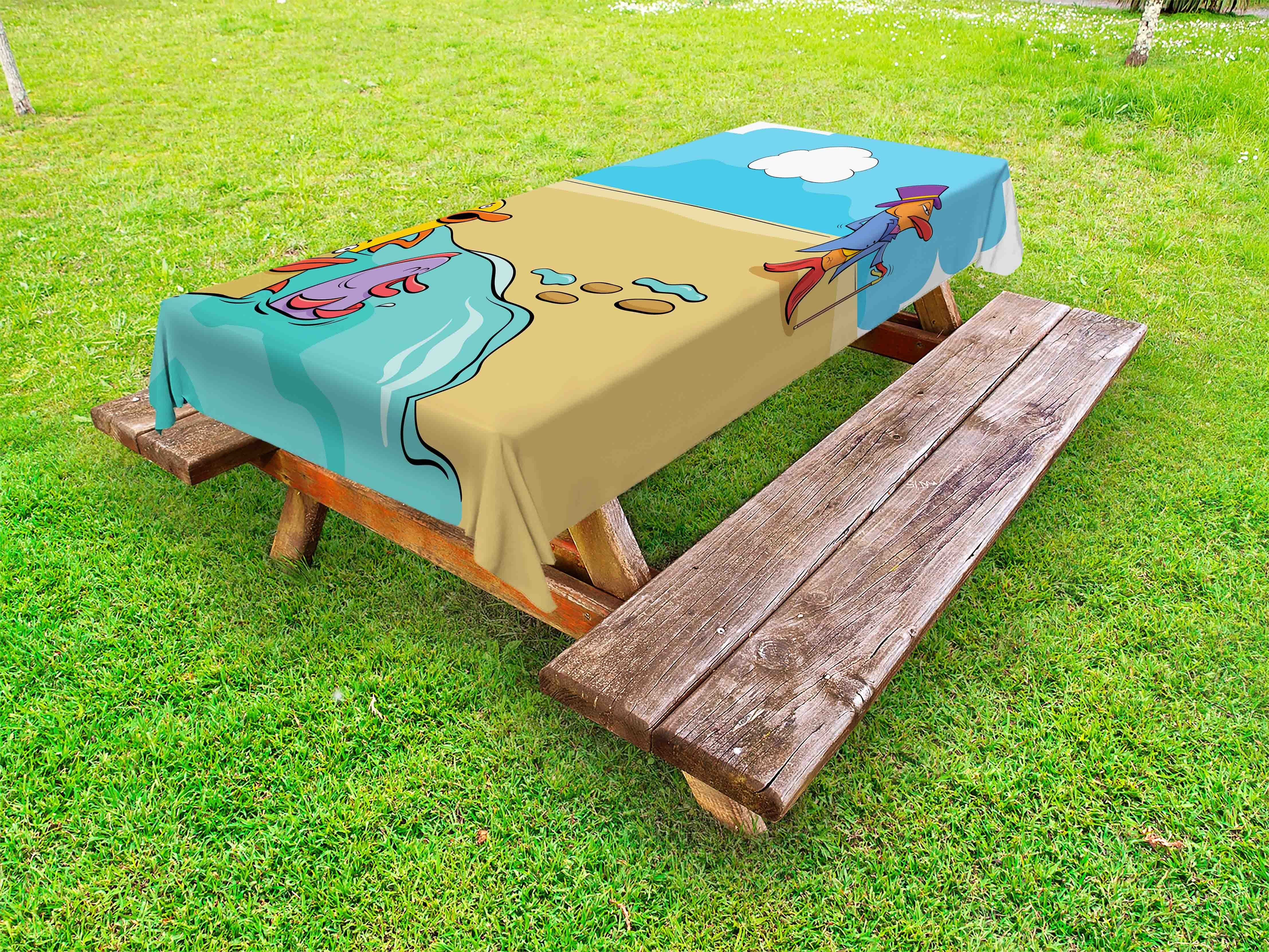 Abakuhaus Tischdecke dekorative waschbare Picknick-Tischdecke, Bunt Lustige Fische aus Wasser