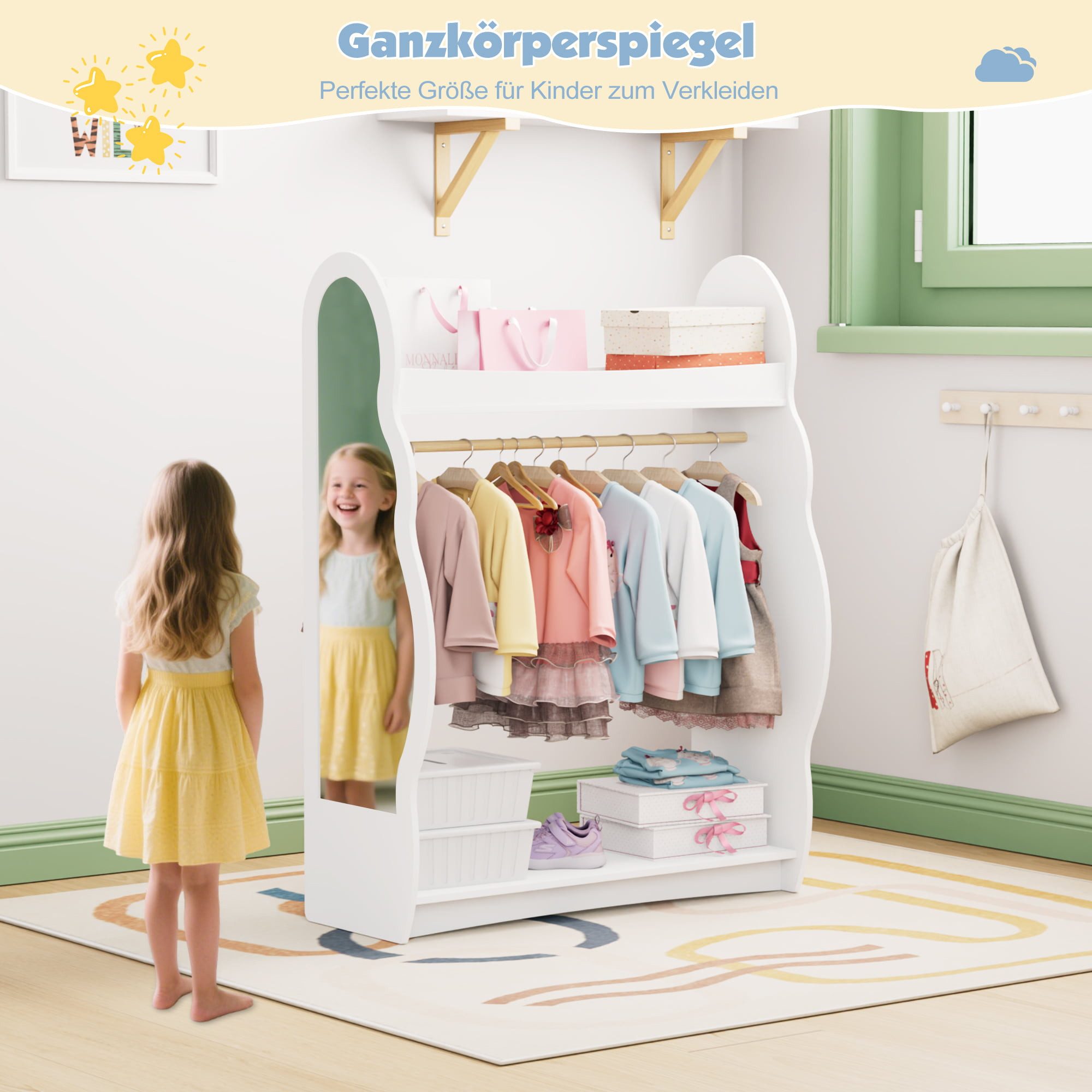 radelldar Kinderkleiderschrank Kleiderständer mit Kleiderstange (1-St) mit günstig online kaufen