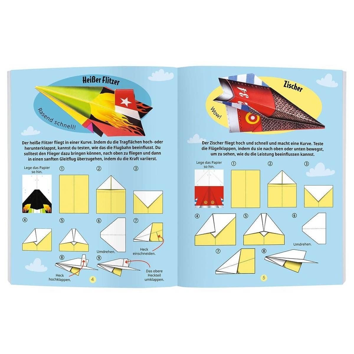 Moses. Verlag Kreativset Papierflieger-Bastelkoffer mit Startrampe & Stickern, 32 Teile