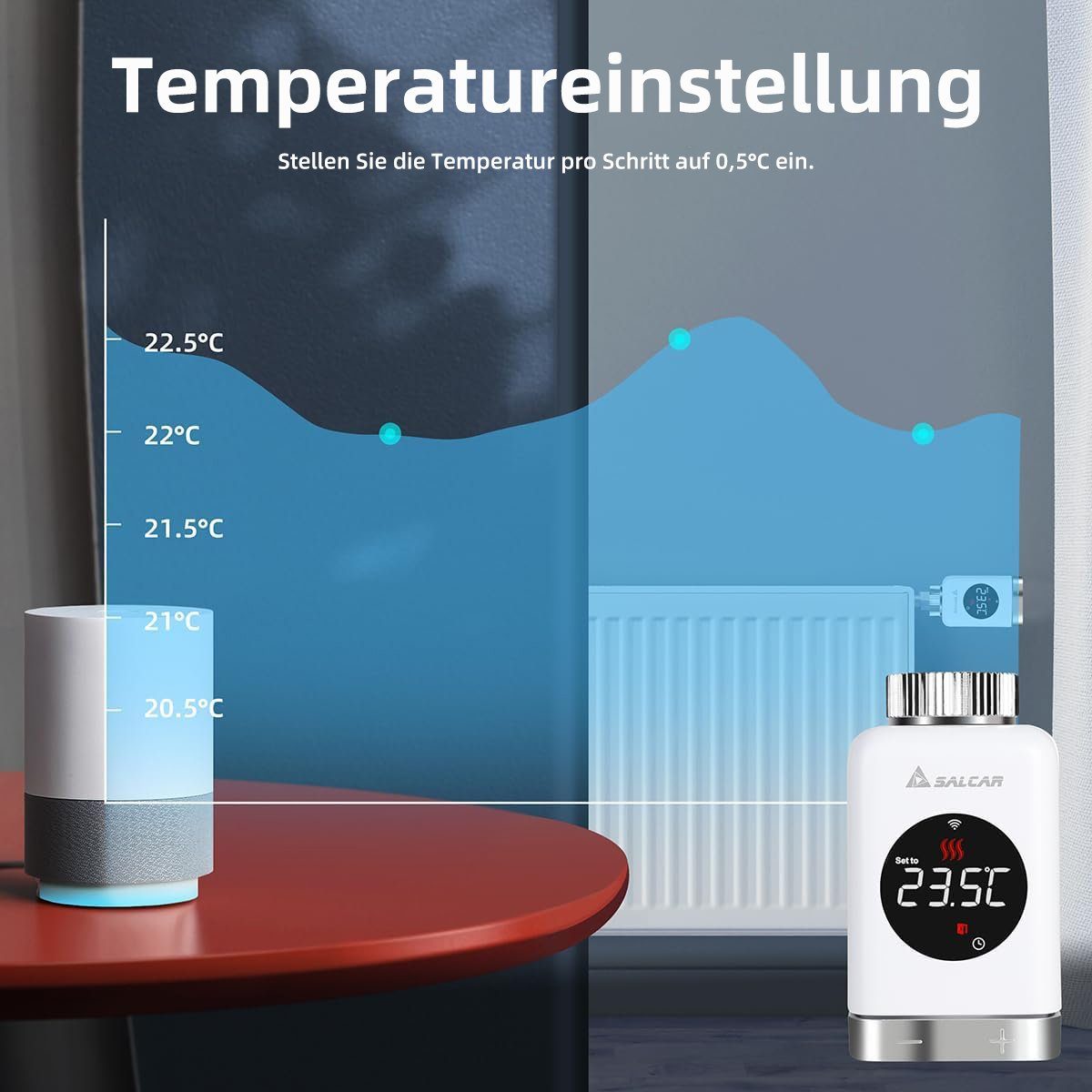 kompatibel Amazon mit Thermostat Smart Alexa LCD Heizkörperthermostat Assistant Salcar Heizung Google Thermostat TRV801W WiFi, & Heizkörperthermostat