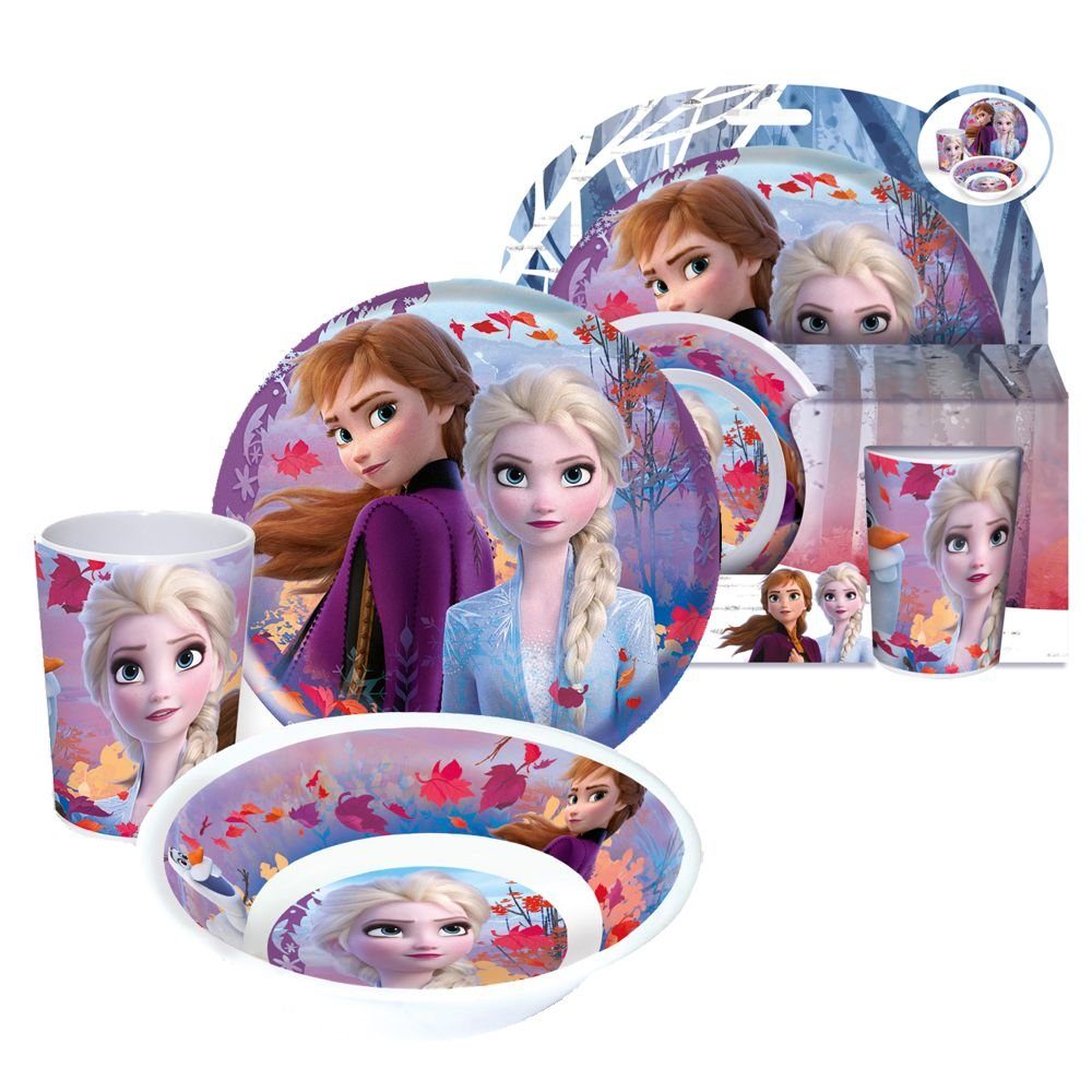 Kinder Melamin Geschirrset Frühstücksset Becher Schale Teller Frozen 2 Disney 
