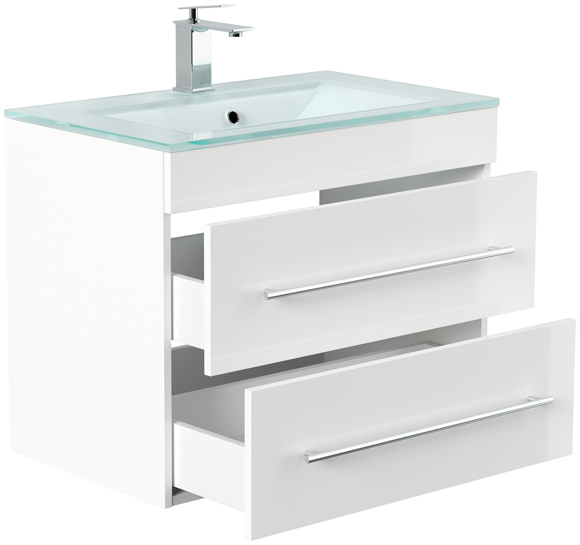 Magnolia Home Waschtisch Badmöbel Vitro 750 mit Glaswaschbecken SoftClose w günstig online kaufen